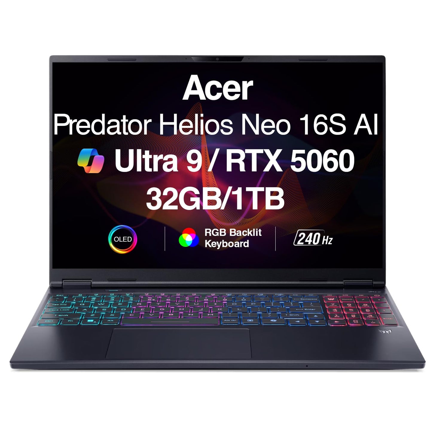 acer Predator Helios Neo 16 AI Gaming Laptop | 16 WQXGA 240Hz | Intel Core Ultra 9 275HX | NVIDIA GeForce RTX 5060 | 32GB | 1TB