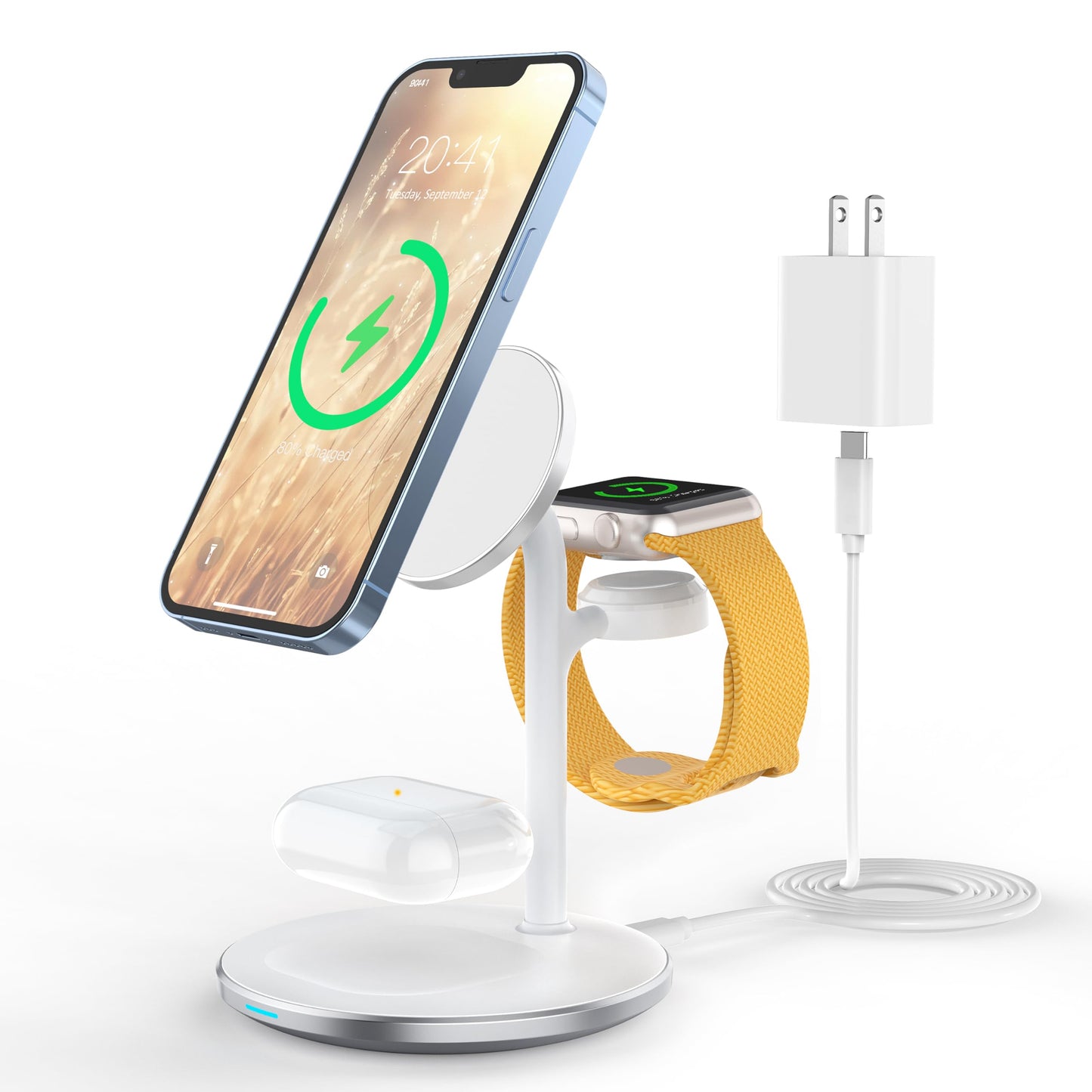 XooFly 3 in 1 Wireless Charging Station for Apple Devices, Fast Wireless Mag-Safe Charger Stand with 20W Adapter for iPhone 17 1