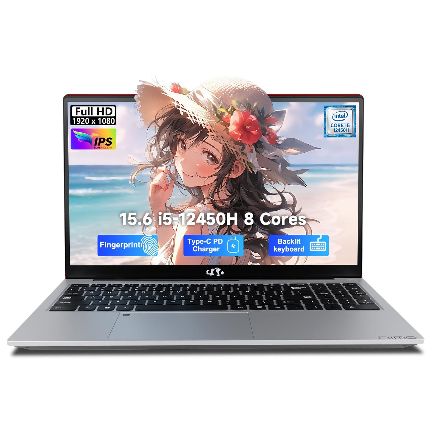 NIMO 15.6 FHD-IPS-Business-Laptop, 8 Cores Intel i5-12450H 16GB RAM 512GB SSD (Beat i7-11800H, Up to 4.4GHz) Backlit Keyboard Co