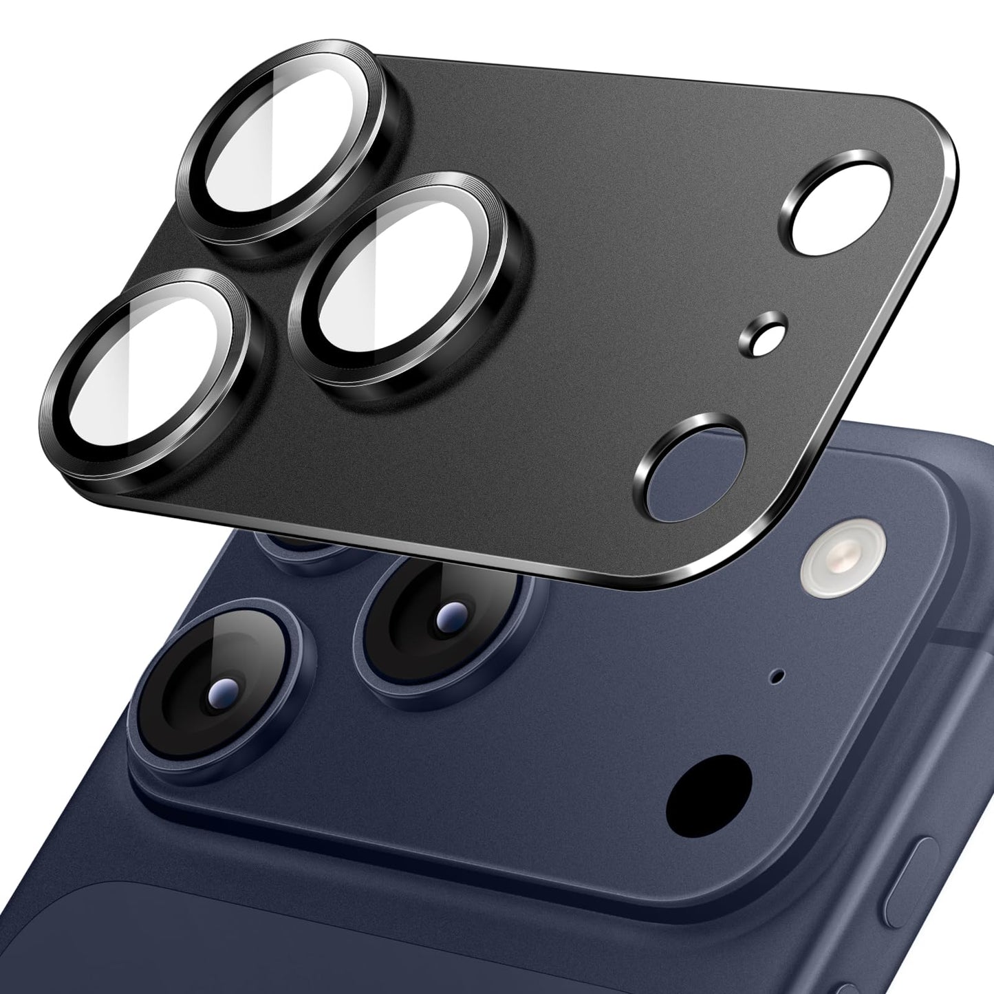 JETech Camera Lens Protector for iPhone 17 Pro Max 6.9-Inch, Full Coverage 9H Tempered Glass Ring Cover, Matte Metal Plate, Case