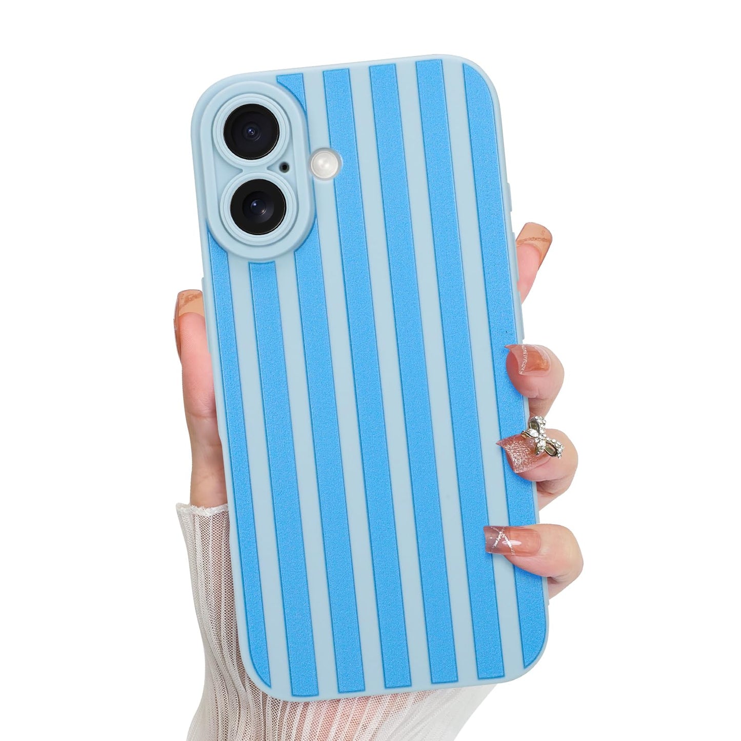 KANGHAR Compatible with iPhone 17 Case 2025, Silicone Stripes Cute Pattern, Camera Protection Soft Slim Phone Cover for Girls Wo