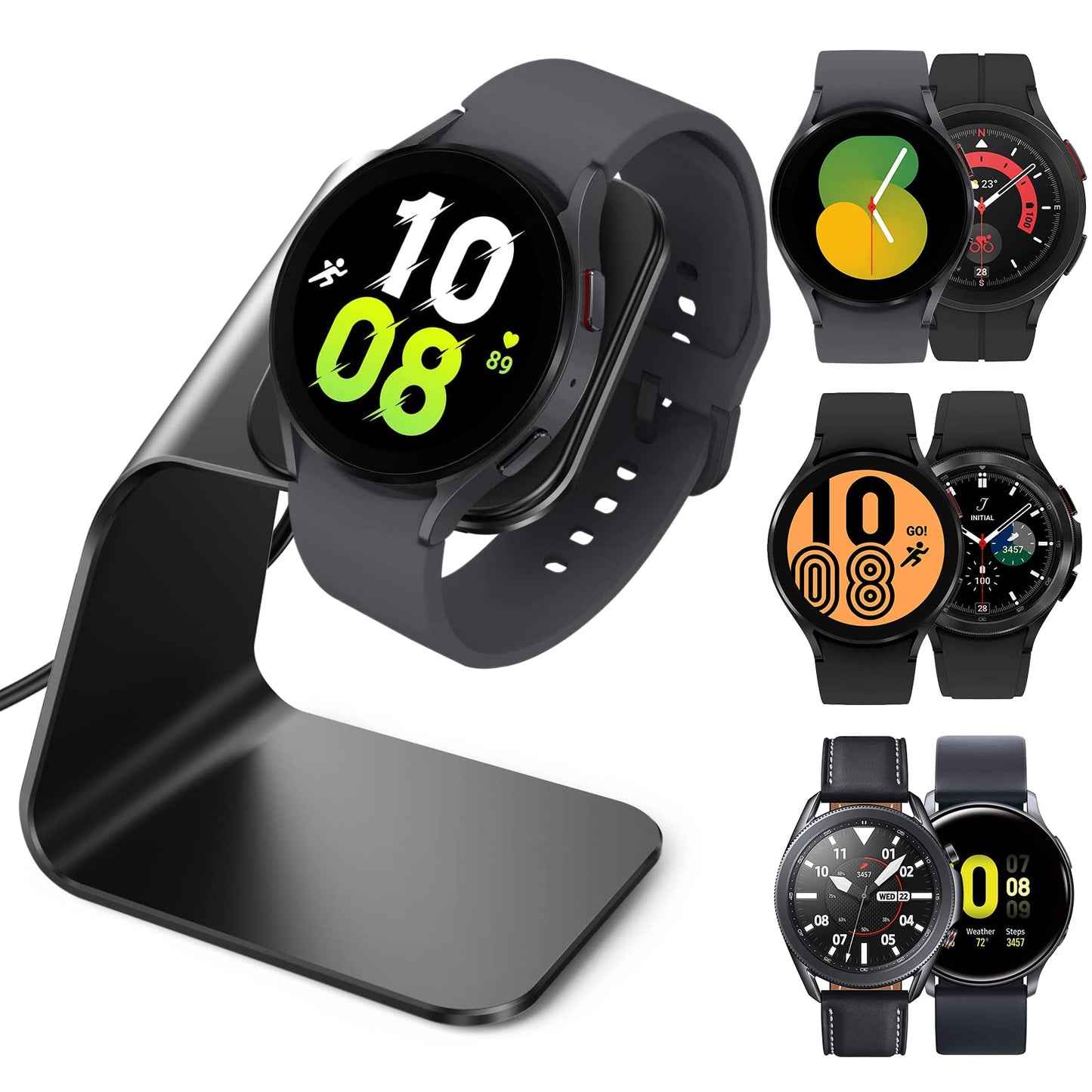 NANW Charger Dock Compatible with Samsung Galaxy Watch 7/6/5 Pro/4/3/Active 2 - USB Replacement Charging Cable Dock Stand Access