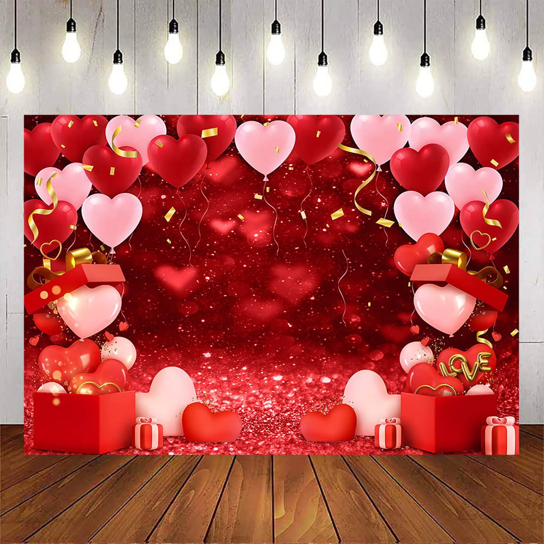 Avezano 7x5ft Valentines Day Backdrop Bokeh Red Love Heart Photo Background Valentines Backdrops for Photography Bridal Shower A