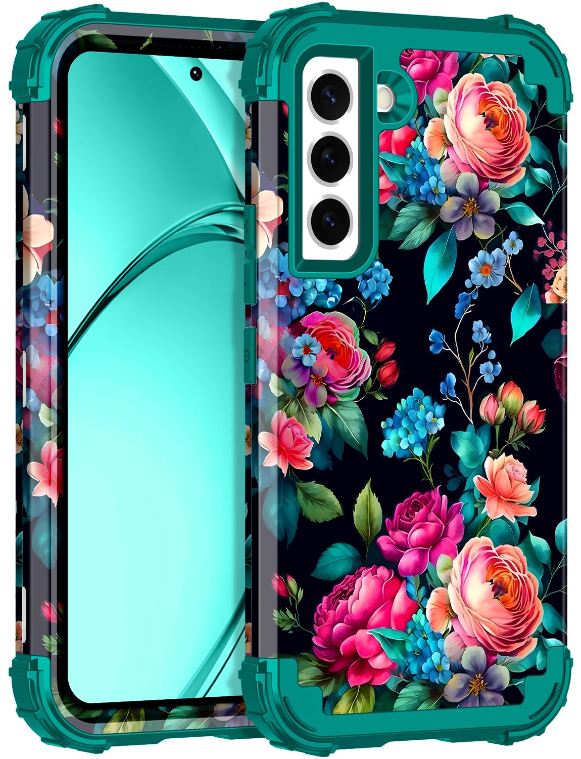 Rancase for Galaxy S22 Case,Three Layer Heavy Duty Shockproof Protection Hard Plastic Bumper +Soft Silicone Rubber Protective Ca