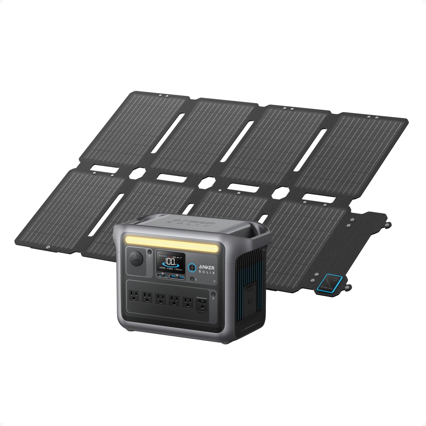 Anker SOLIX C1000 Portable Power Station with 100W Solar Panel, 1800W Solar Generator, 1056wh LFP (LiFePO4) Battery, 6 AC Outlet