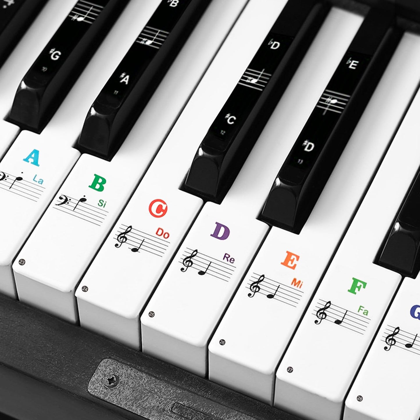 ZUFECY Piano Keyboard Stickers for 88/61/54/49 Keys, Colorful Removable Stickers for Kids Learning, Transparent Design