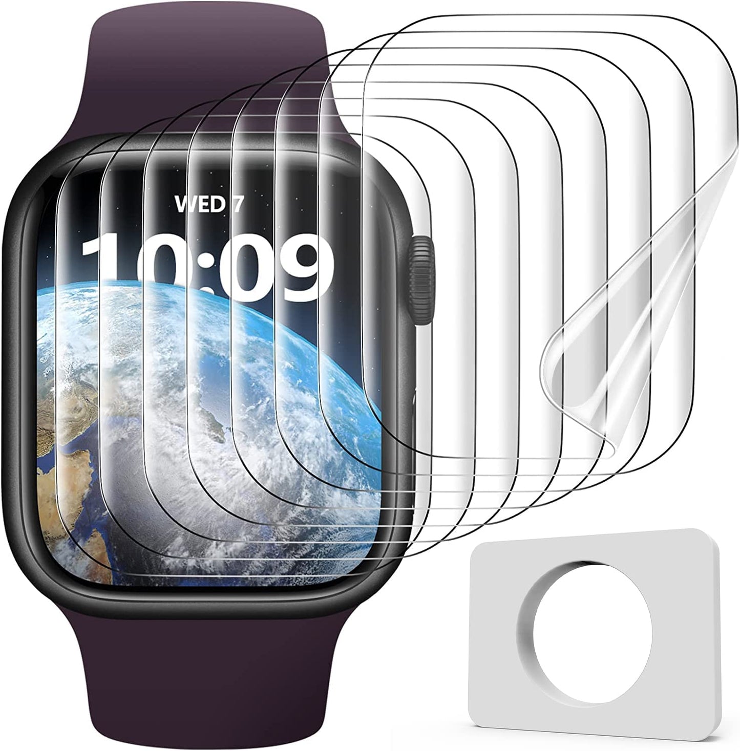 Uyiton 8Pack Screen Protector for Apple Watch Series 9/8/7 45mm, Military-Grade TPU Film, Scratch-Resistant, Anti-Fingerprint, O