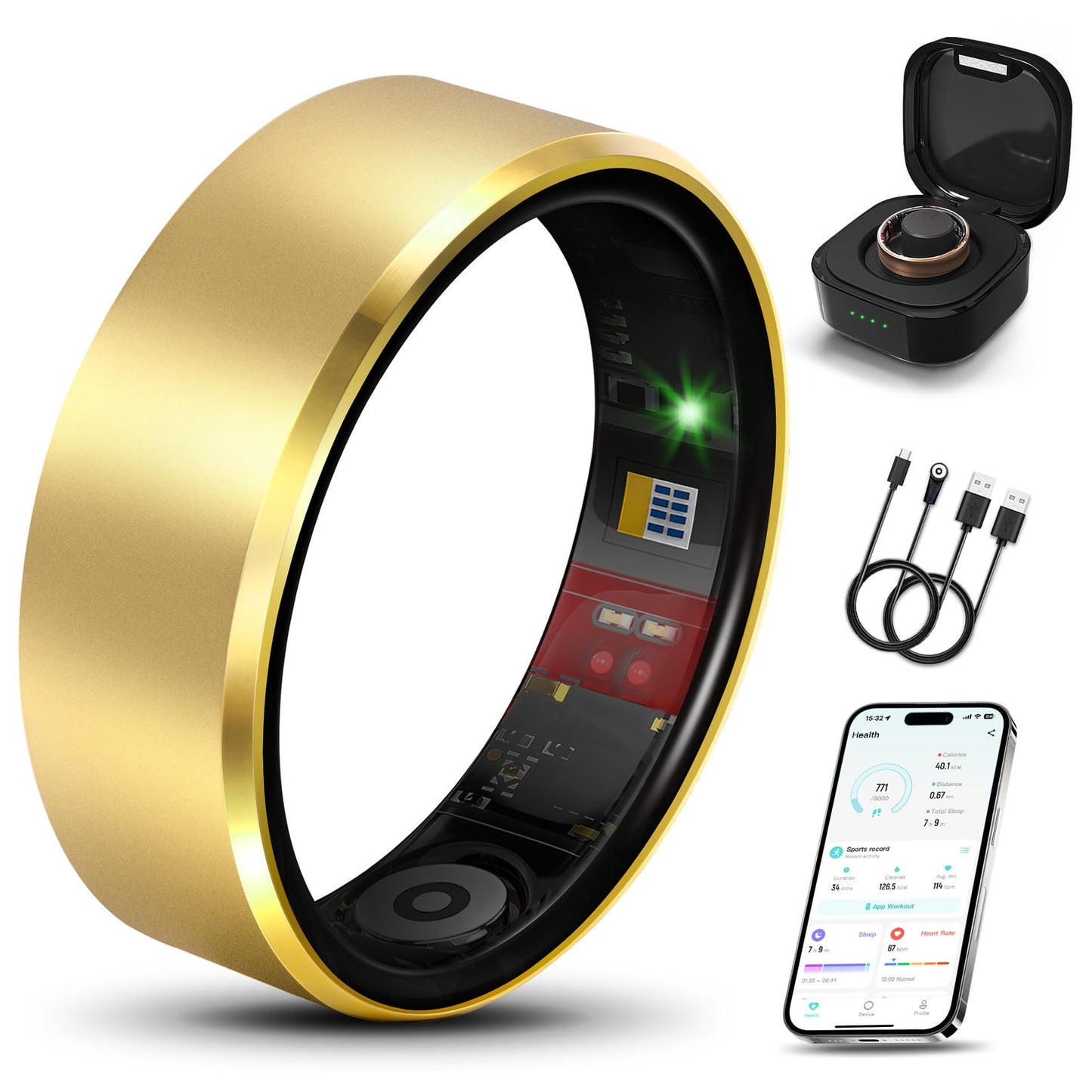 Milavan Smart Health Ring 2.0 for Women Men, Slim Scratch & Fingerprint Resistant Design, Efficient Chip Fitness Tracker, Monito