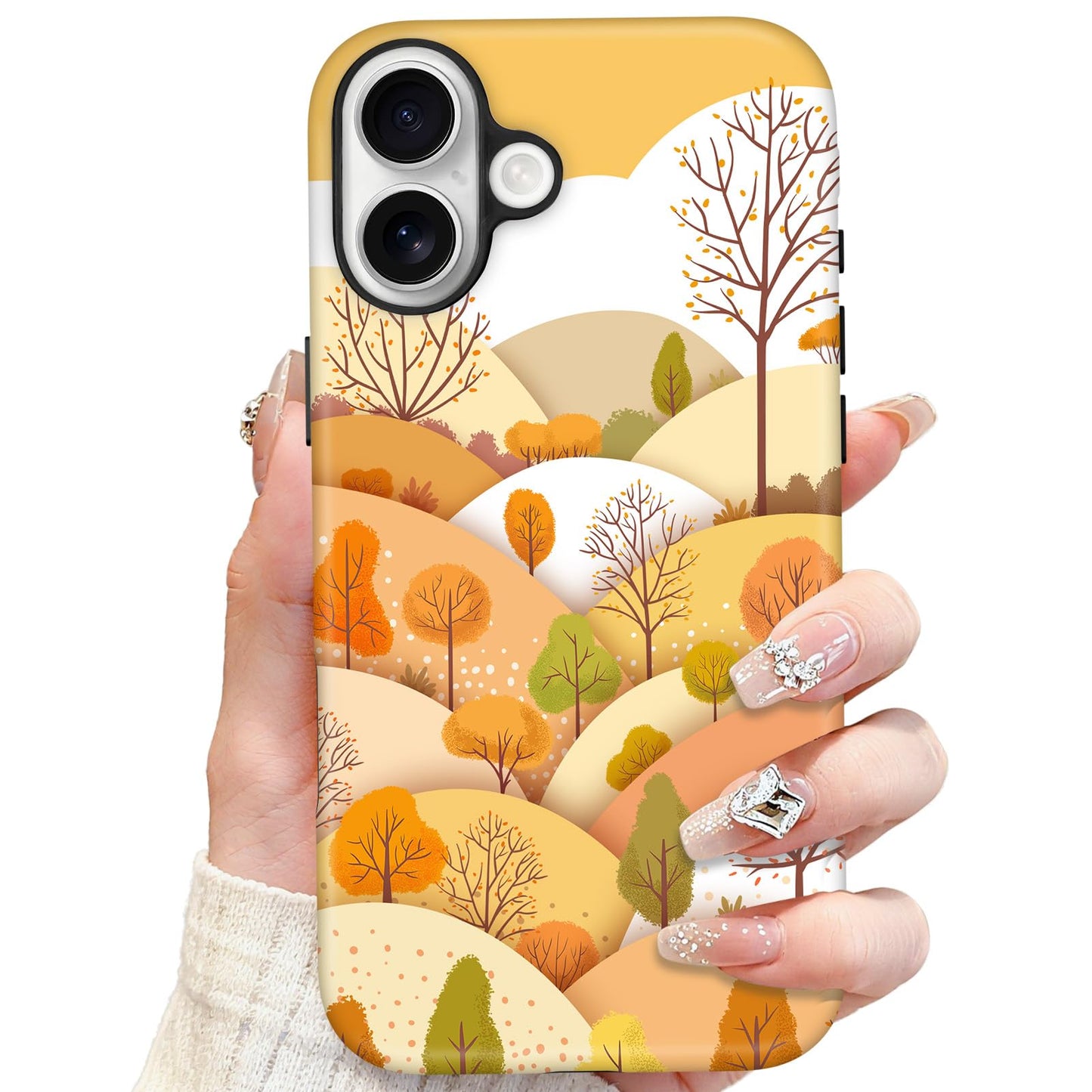 SOKAD Magnetic Floral Phone Case for iPhone 17, Cute Orange Flower Pattern Compatible with Magsafe Matte Protective Case Cover w