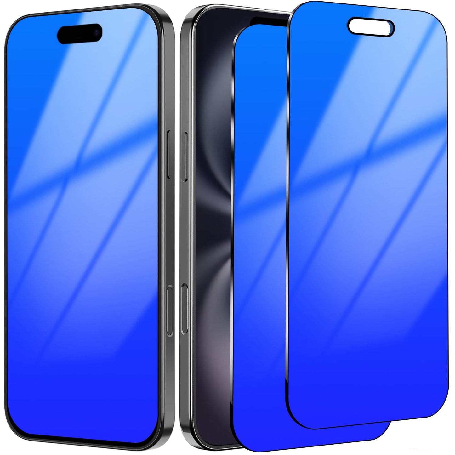 Westillux Privacy Screen Protector for iPhone 16 Tempered Glass for, 2 Pack 25 Degree Anti-Spy Gradient Colorful Anti-Blue Light