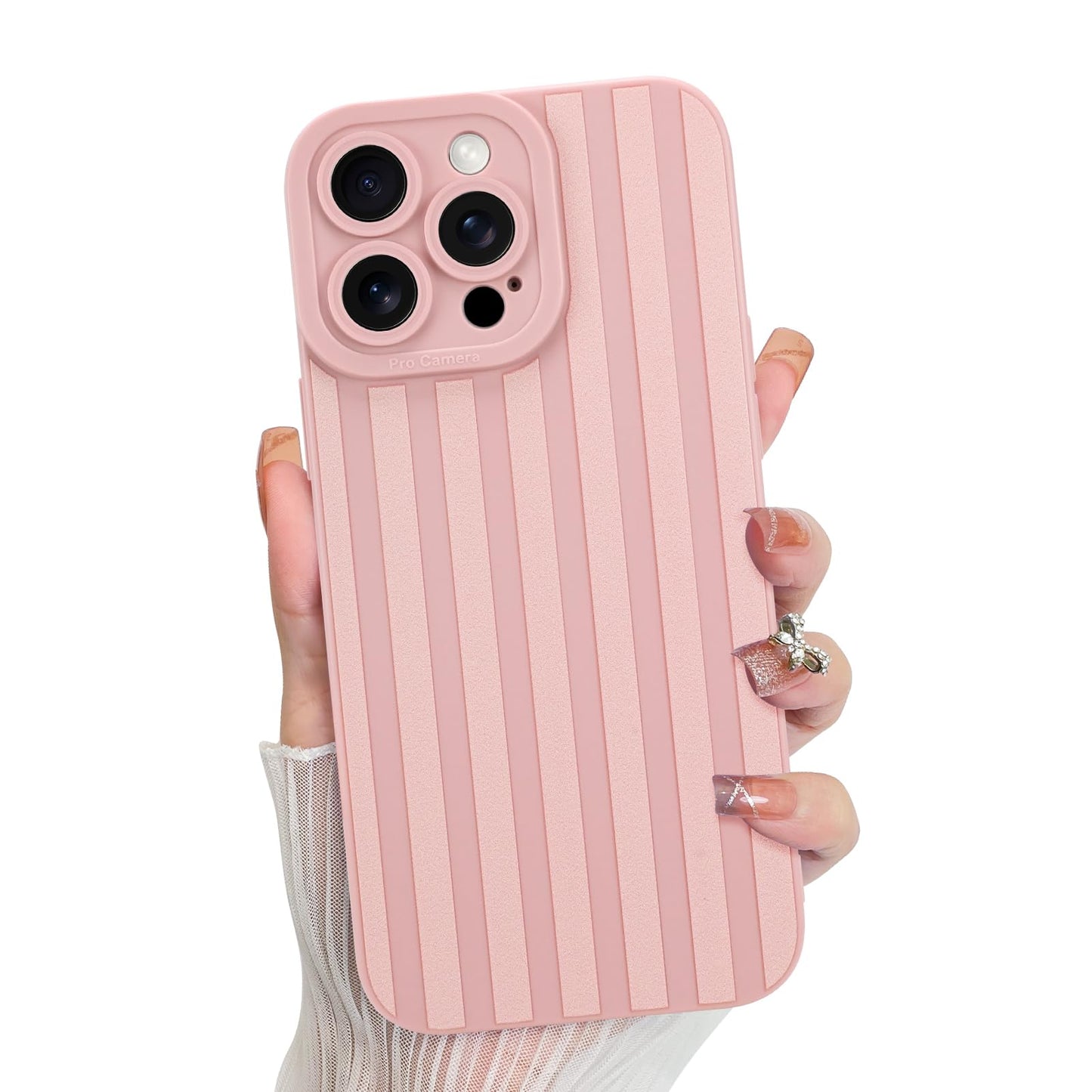 KANGHAR Compatible with iPhone 14 Pro Case, Silicone Stripes Cute Pattern, Camera Protection Soft Slim Phone Case for Phone Case