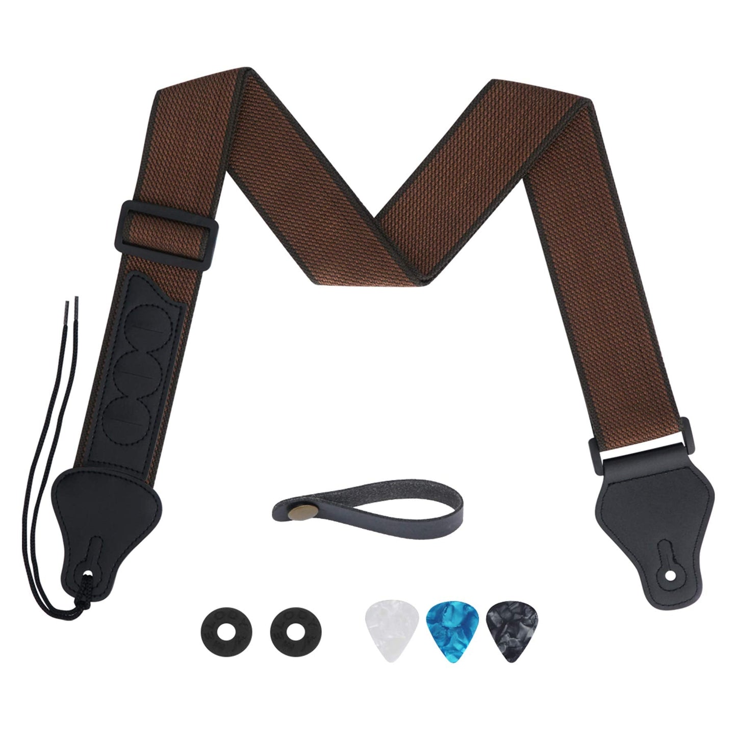 tifanso Guitar Strap, Soft Cotton Straps With 3 Pick Holders, Button Headstock Adaptor, 1 Pair Locks and 3 Picks Set For Electri