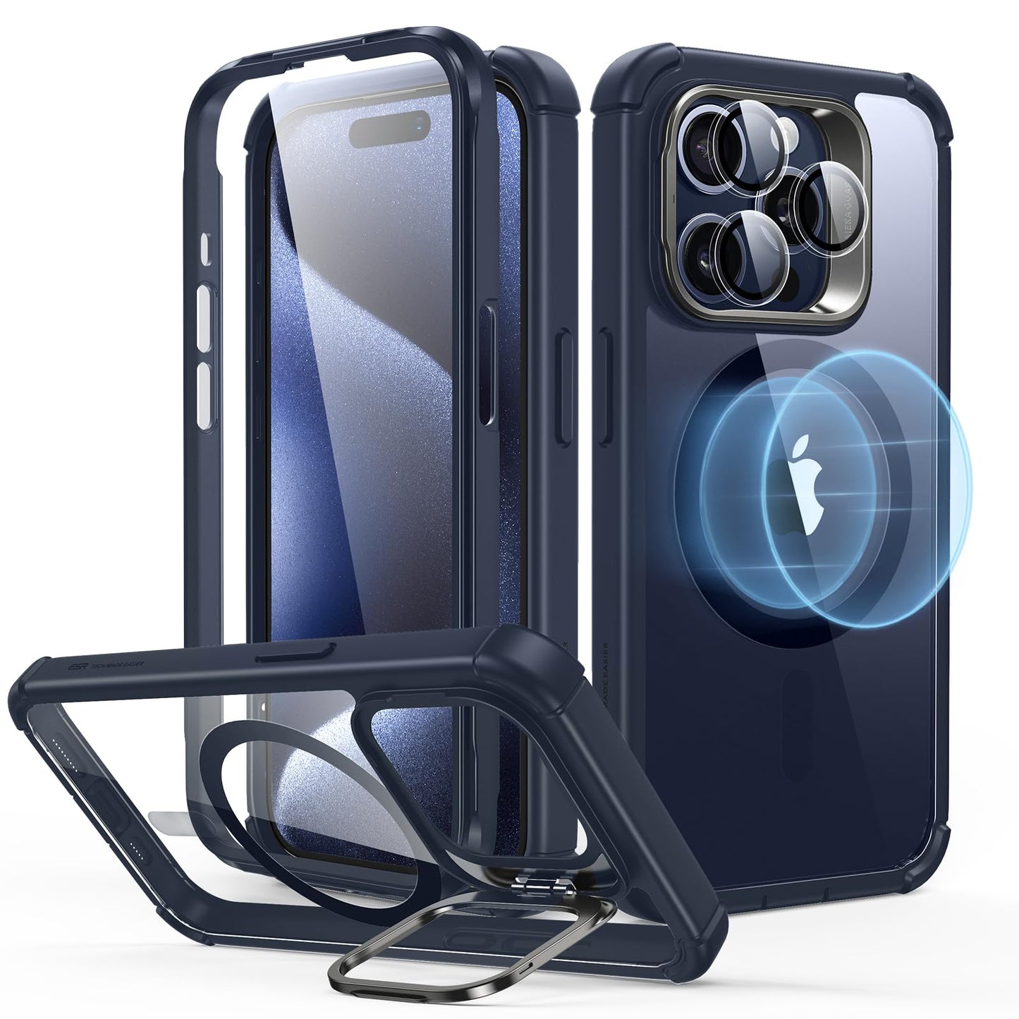 ESR for iPhone 15 Pro Case, Compatible with MagSafe, Full-Body Military-Grade Drop Proof Case for iPhone 15 Pro with Built-in 9H