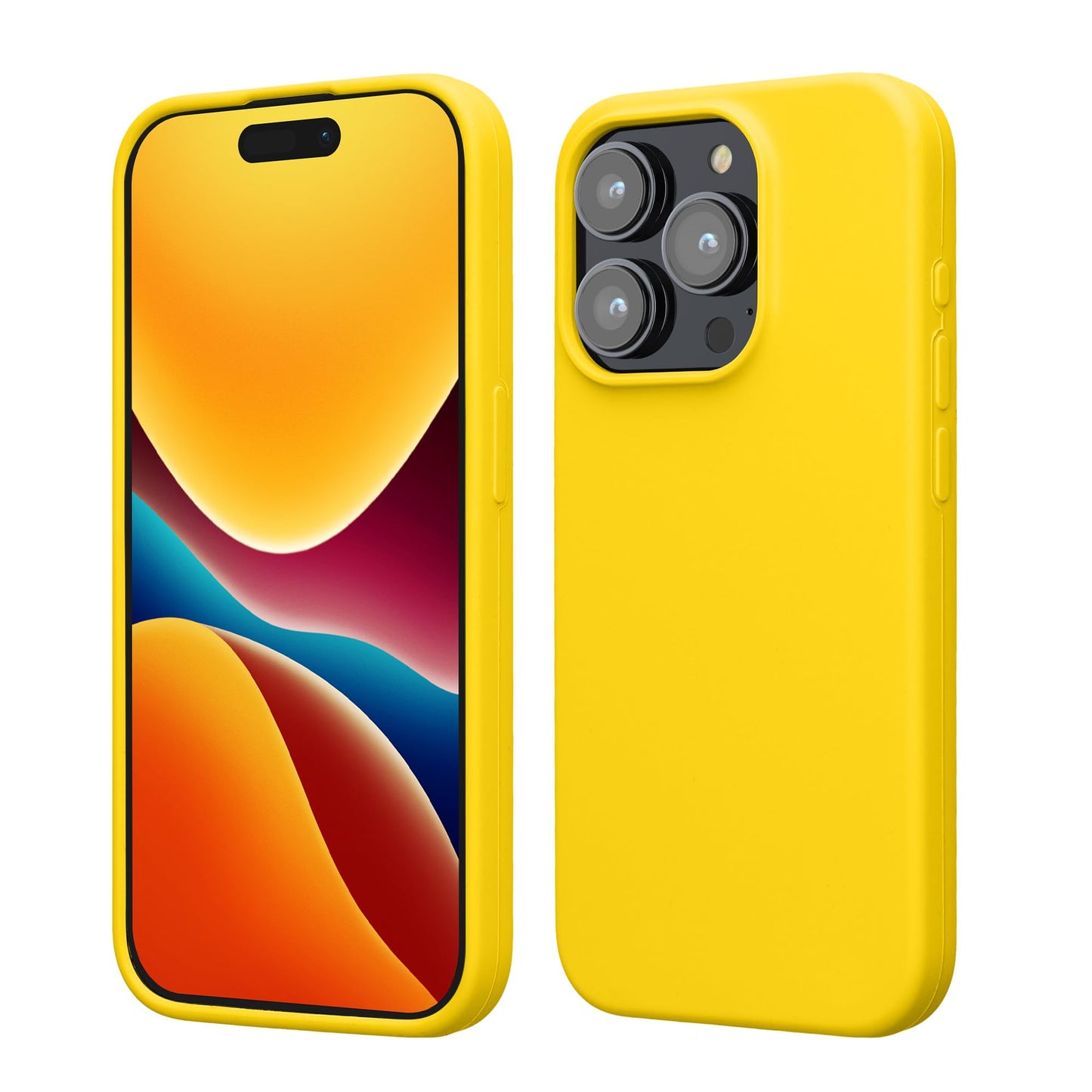 kwmobile Case Compatible with iPhone 15 Pro Case - Slim Soft TPU Silicone Cover - Radiant Yellow