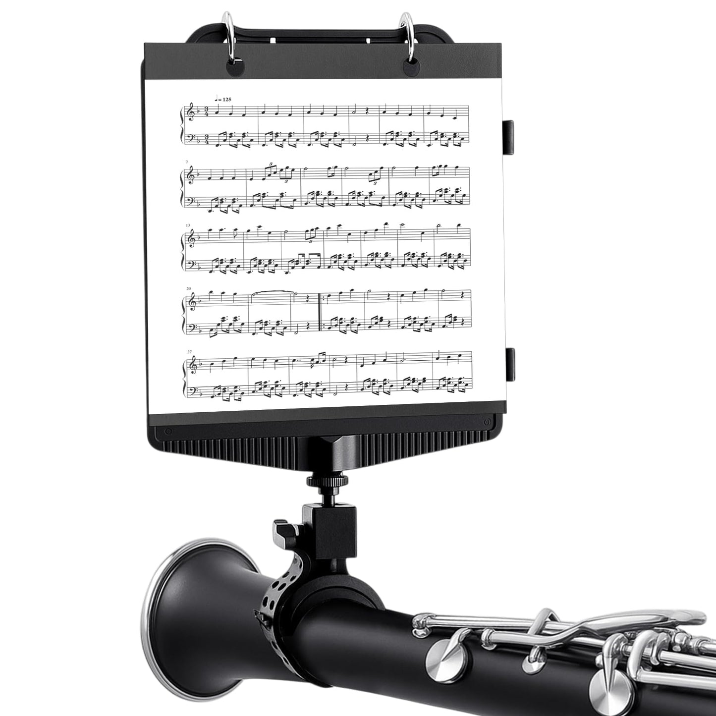 Amylove Clarinet Lyre Marching Band Flip Folder, Adjustable Marching Band Lyre for Clarinet with 1 Flip Folder, 10 Reversible Sl
