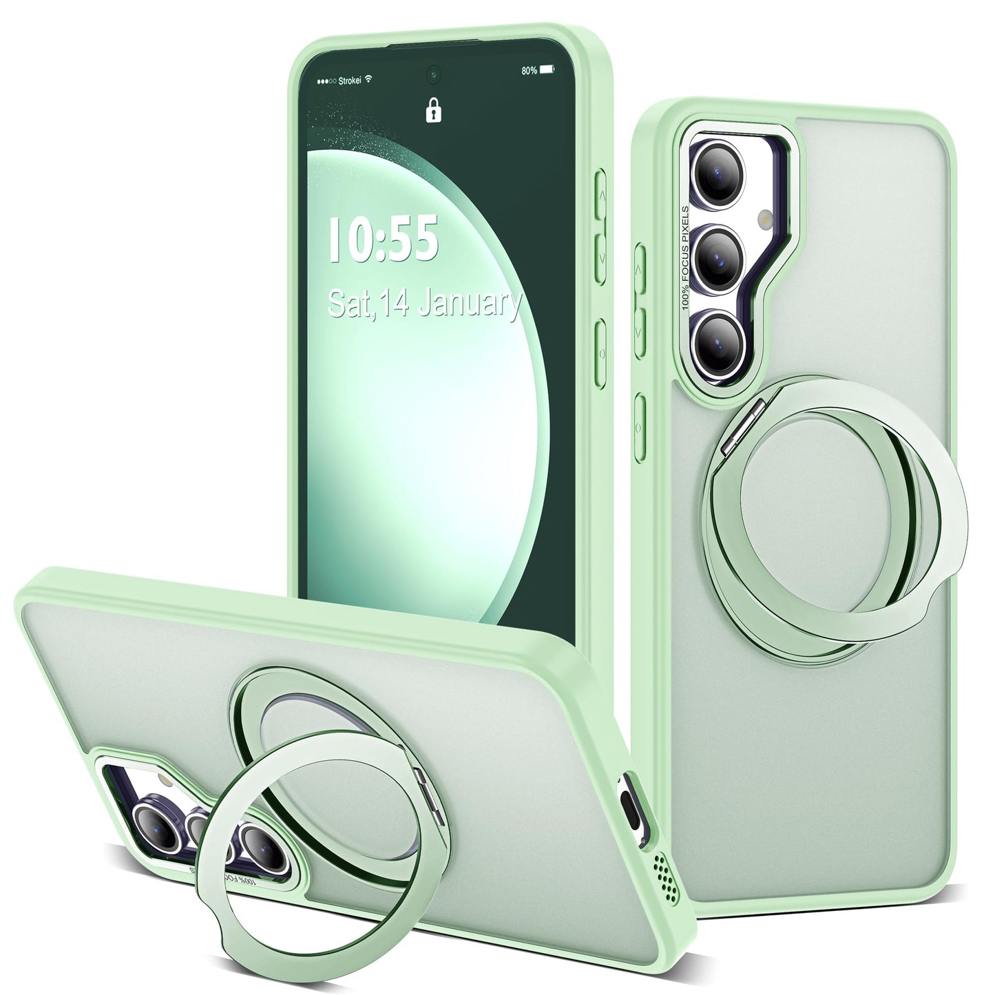 Zalinbo for Samsung Galaxy S23 FE Case with 360 Rotatable Magnetic Ring Stand Compatible with Mag-Safe Military Protection Shock