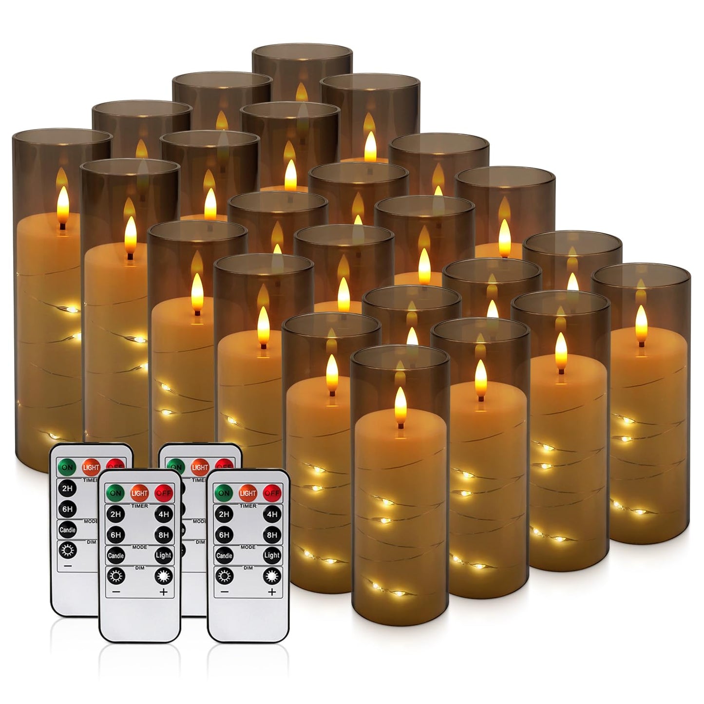 YOROXRG 24 Pack Christmas Decoration Flickering Flameless Candles,Battery Operated Candles,LED String Lights LED Candles for New