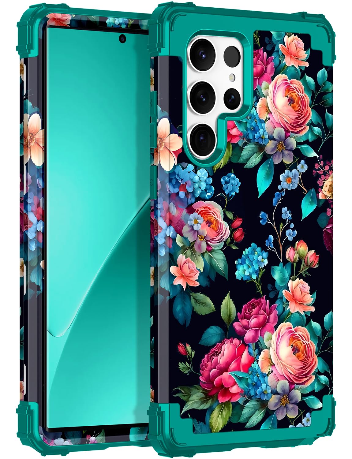 Rancase for Galaxy S23 Ultra Case,Three Layer Heavy Duty Shockproof Protection Hard Plastic Bumper +Soft Silicone Rubber Protect