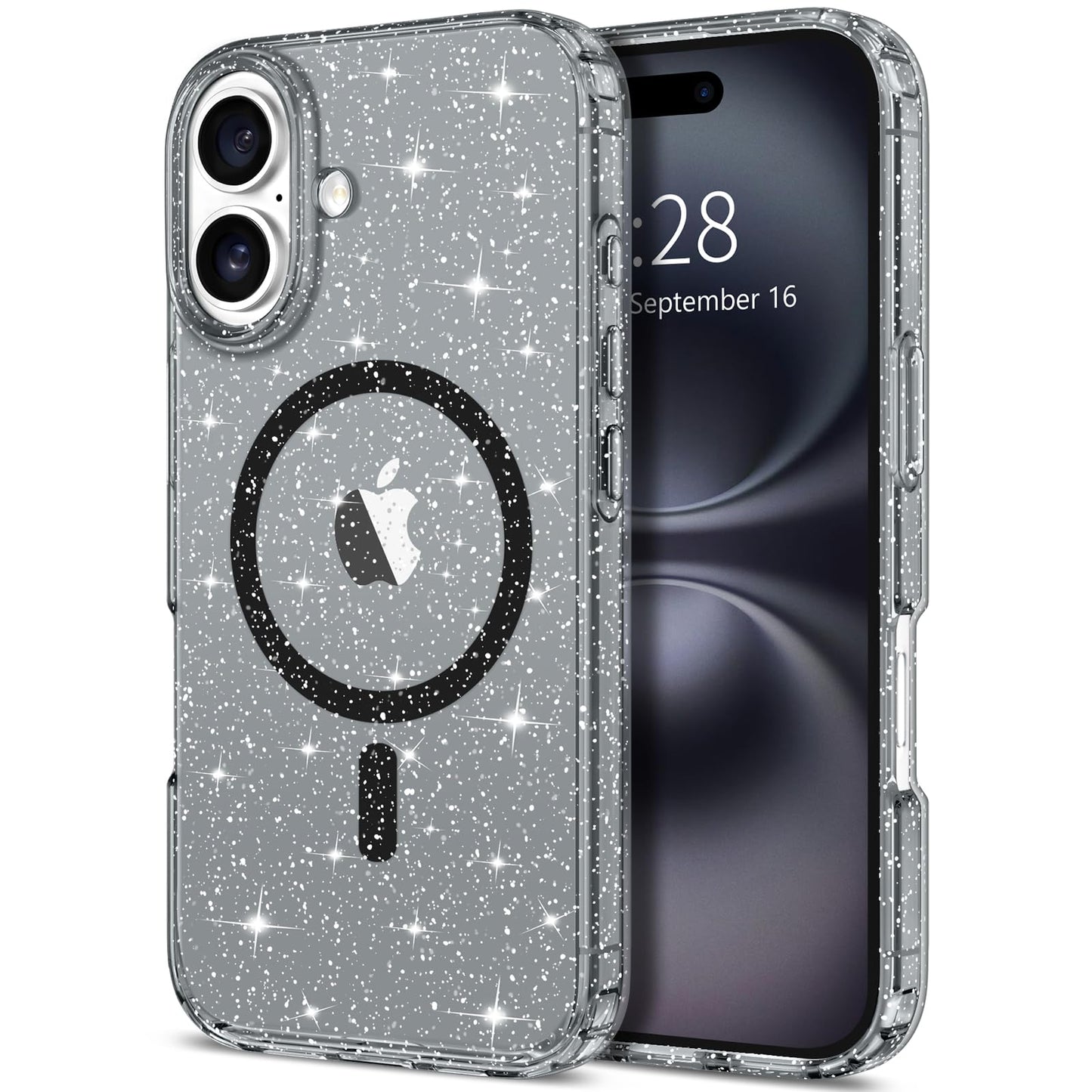Hython for iPhone 16 Plus Case Glitter, Clear Glitter Sparkly Shiny Bling Sparkle Cute Cover, Anti-Scratch Soft TPU Thin Slim Fi
