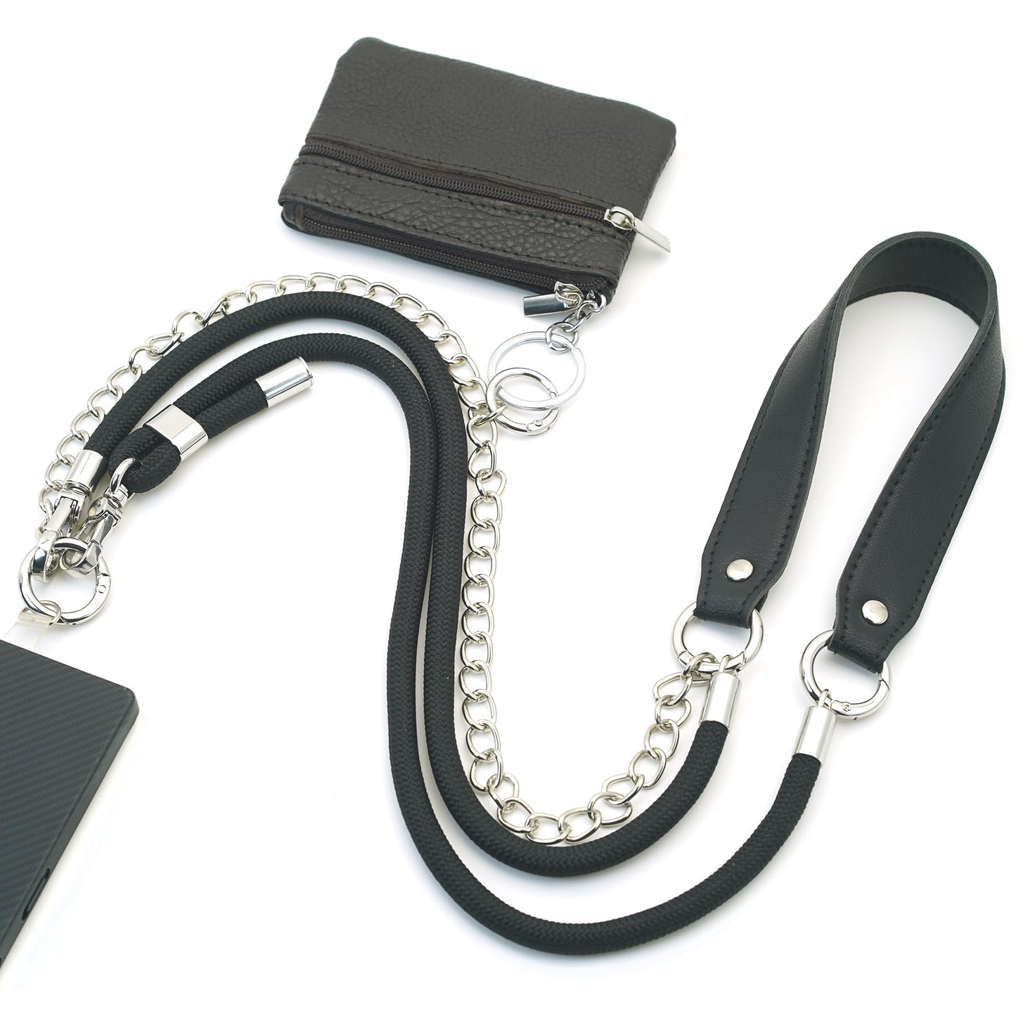 ESSSO Clip and Go Strap for Phone with Wallet Crossbody, Multi-Function Phone Strap Crossbody for Hands-Free Style (Black)