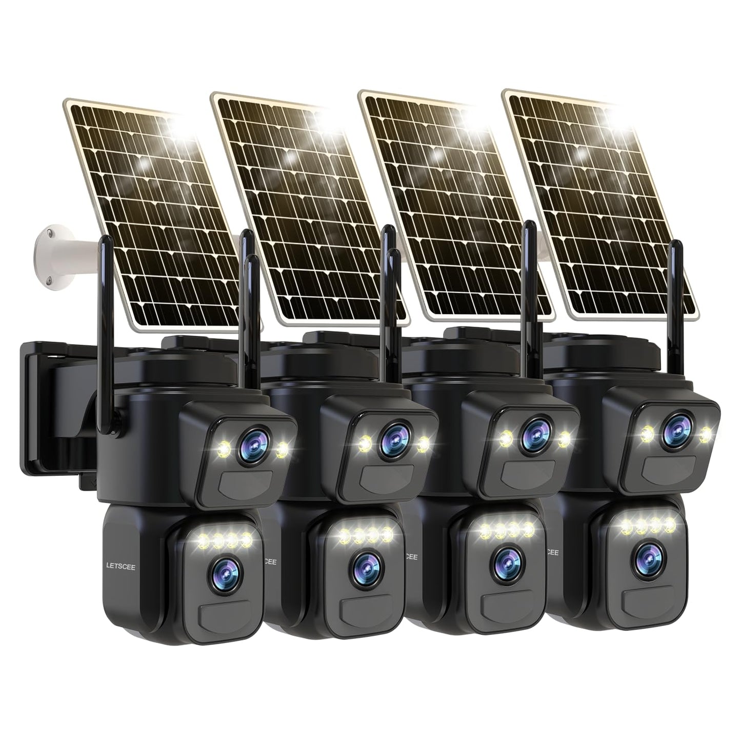 LETSCEE Dual Lens Security Cameras Wireless Outdoor,Solar Cameras for Home Security,Motion Detection,Night Vision,No Month Fee,I