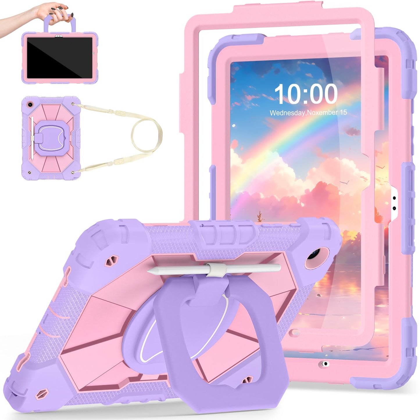 Auizotl Case for Samsung Galaxy Tab A9+/A9 Plus 11 Inch with Screen Protector/Rotating Stand/Pen Holder,Military Grade Shockproo