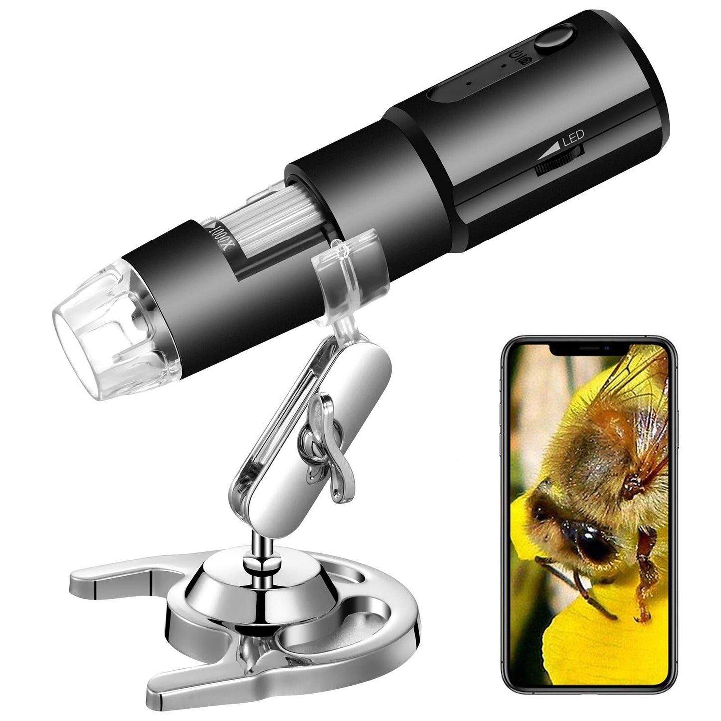 STPCTOU Wireless Digital Microscope 50X-1000X Handheld Portable Mini WiFi USB Microscope Camera with 8 LED Lights for iPhone/iPa