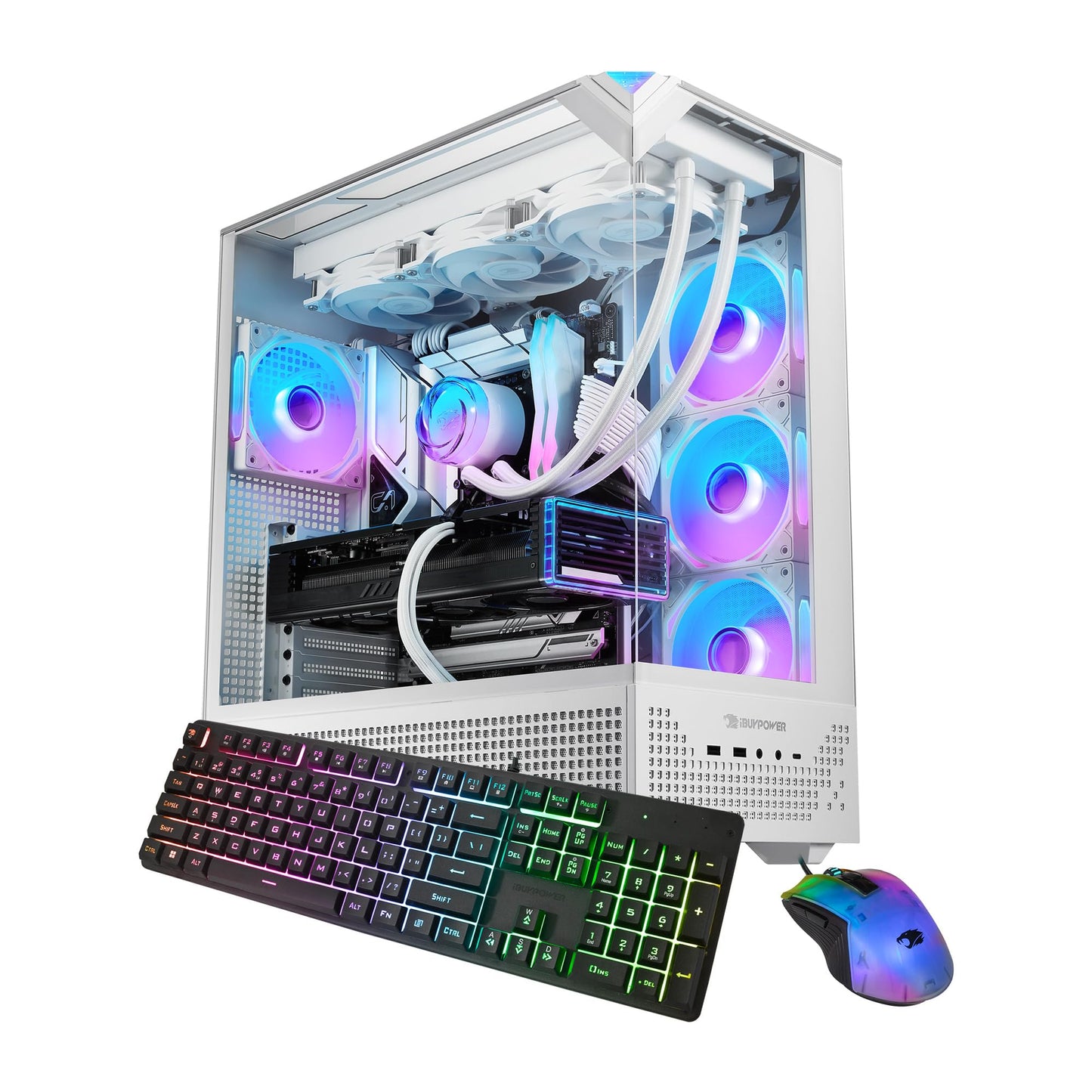 iBUYPOWER Element Pro White Gaming PC Desktop Computer Intel Core i9 14900KF CPU, NVIDIA GeForce RTX 5070Ti 16GB GPU, 32GB DDR5