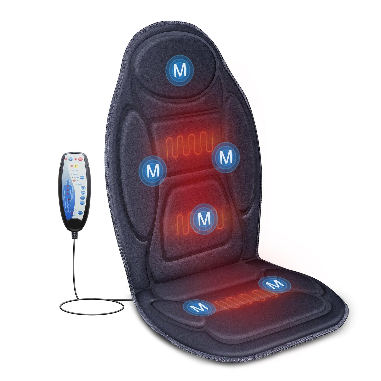 Snailax Vibration Back Massager with Heat, Massage Seat Cushion with 6 Vibrating Motors and 2 Heat Levels, Massage Chair Pad for