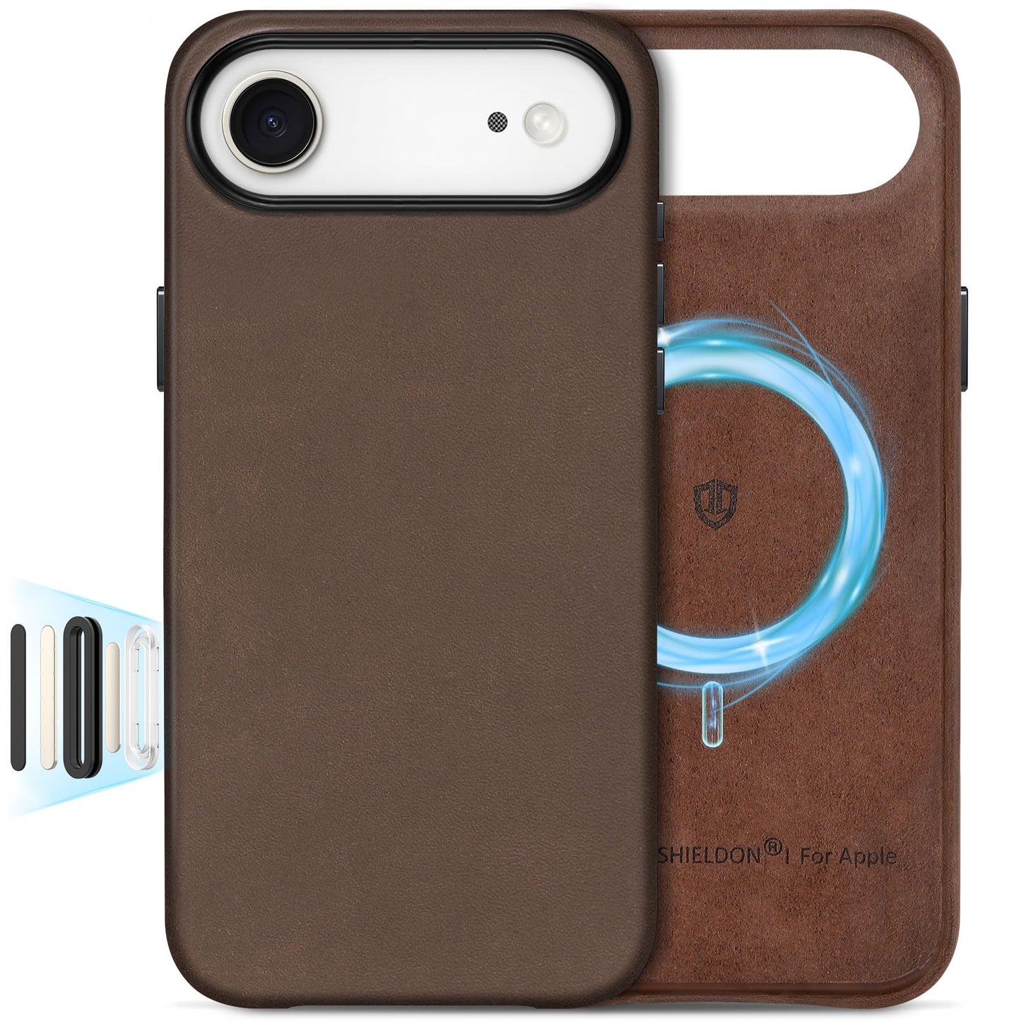 SHIELDON Case for iPhone Air 6.5 2025, Top Grain Crazy Horse Leather, Compatible with Magsafe, Updated Camera Button, Slim Magn