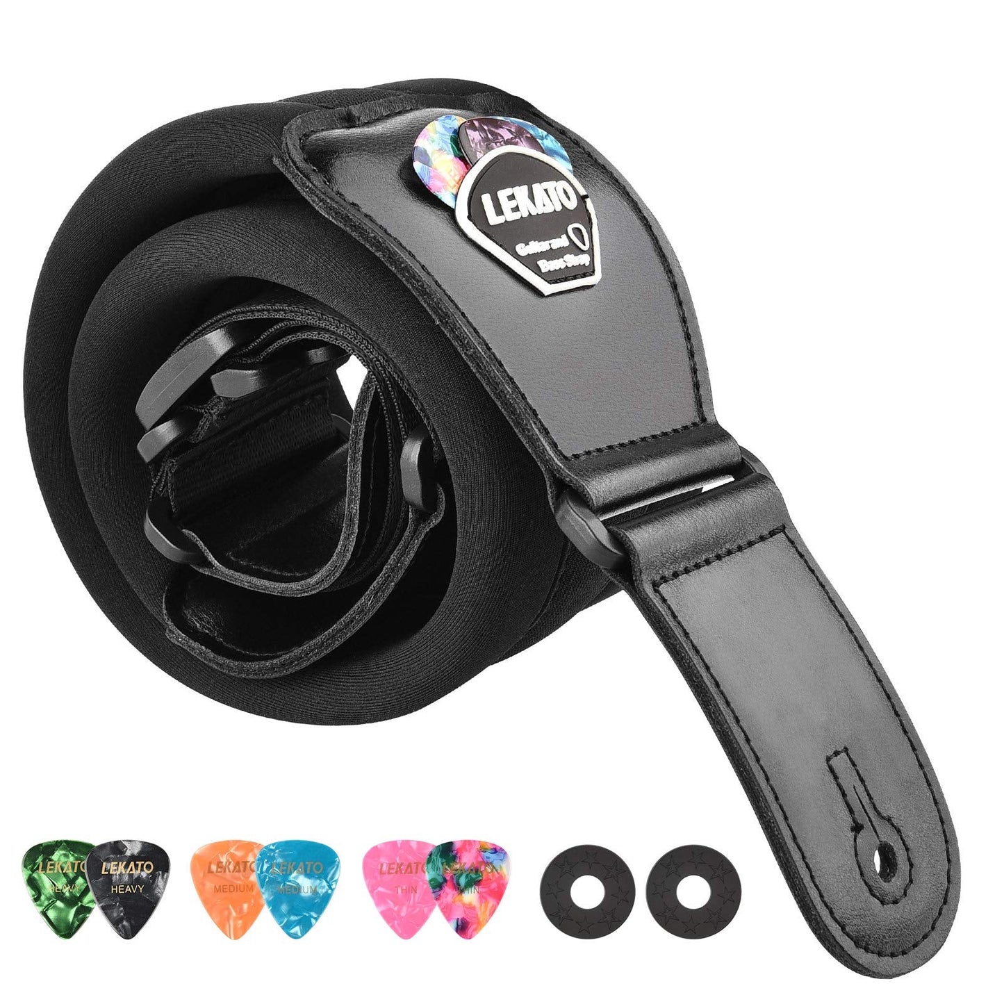 LEKATO Bass Guitar Strap for Electric Guitar & Bass 3 Wide Guitar Straps Padded Bass Guitar Strap Adjustable Length from 38 to 4