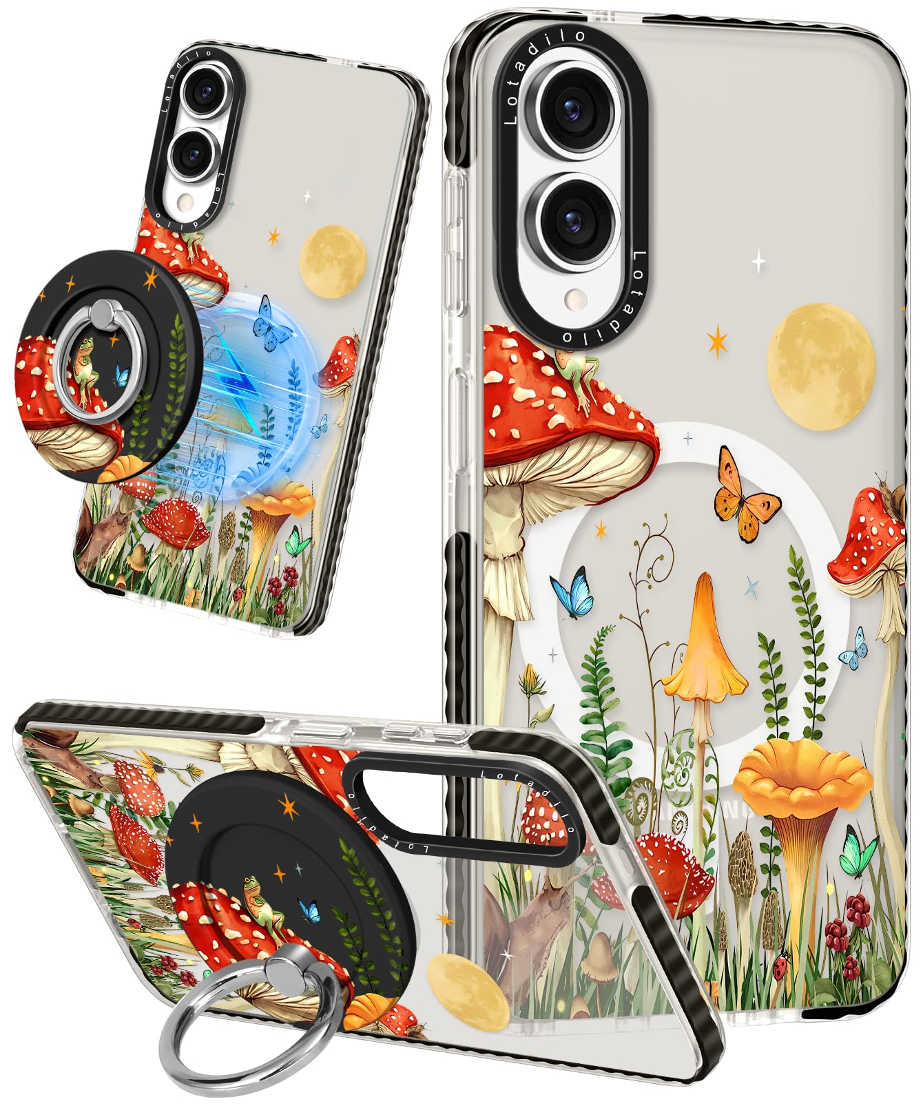 Lotadilo Cute Case for Samsung Galaxy S25 Edge for Women Girls - Funny Butterfly Mogu Design Compatible with Magsafe Magnetic Ri