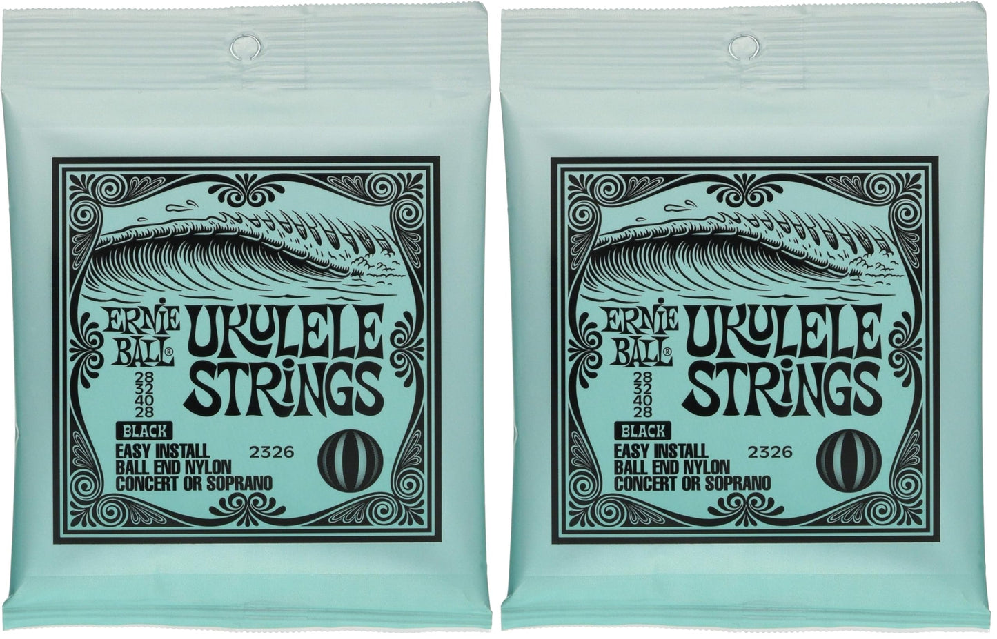 Ernie Ball Ukulele Ball End Nylon Strings, Black (P02326) (Pack of 2)