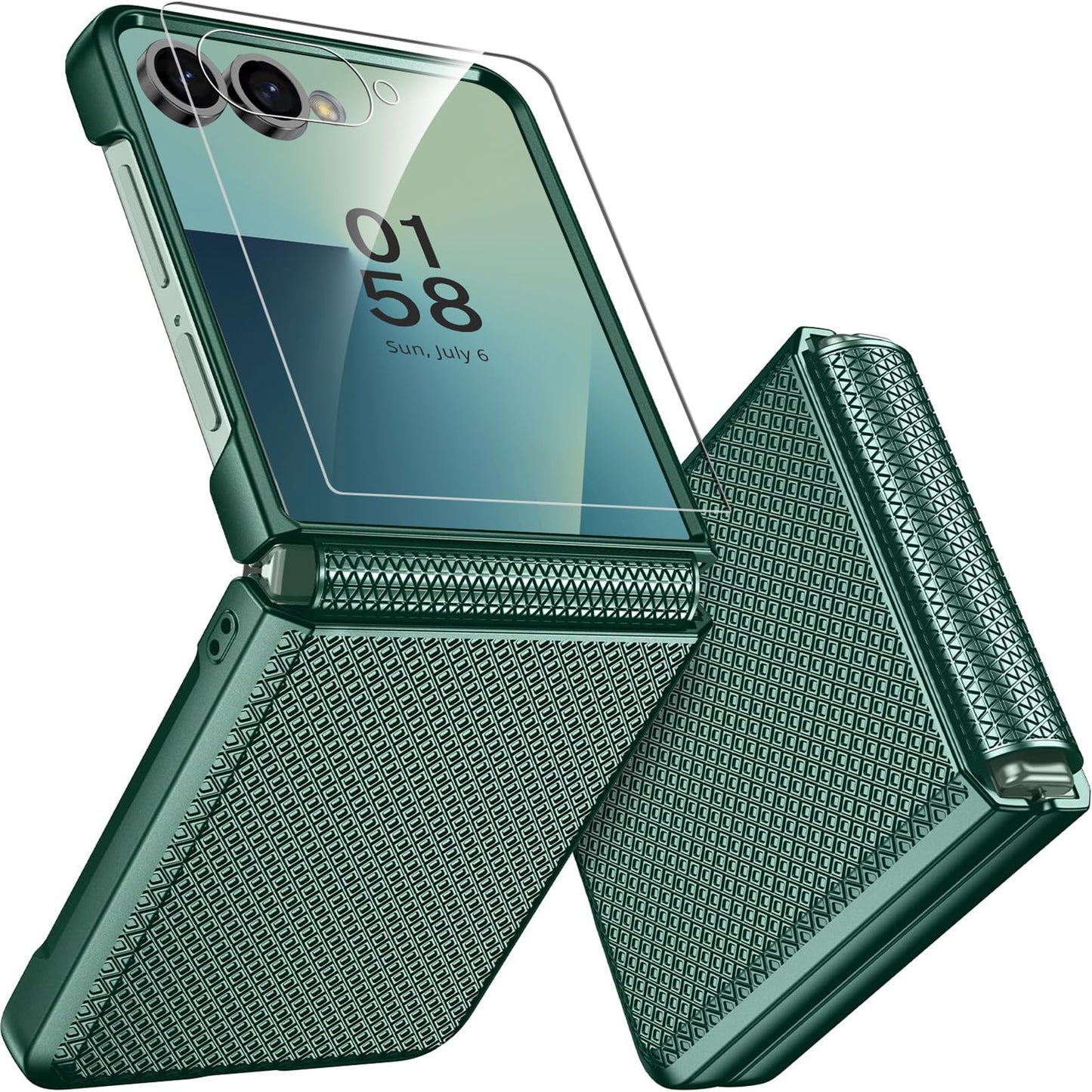 Miimall for Samsung Z Flip 7 Case with Hinge Protection & Wireless Charging, Built-in Screen Protector Anti-Scratch Anti-Fingerp