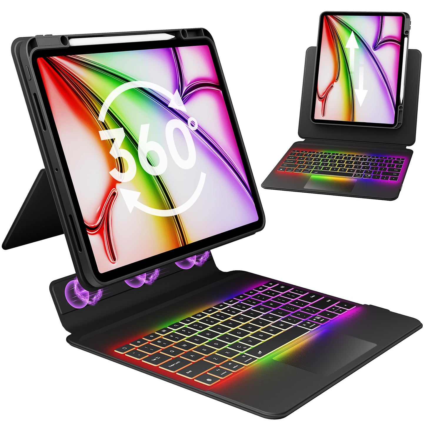 GUSGU SplitFolio Detachable for iPad 11th Gen 11-in.(A16, 2025), 2022 iPad 10th Gen 10.9-in Keyboard Case with Kickstand, 360 Ro
