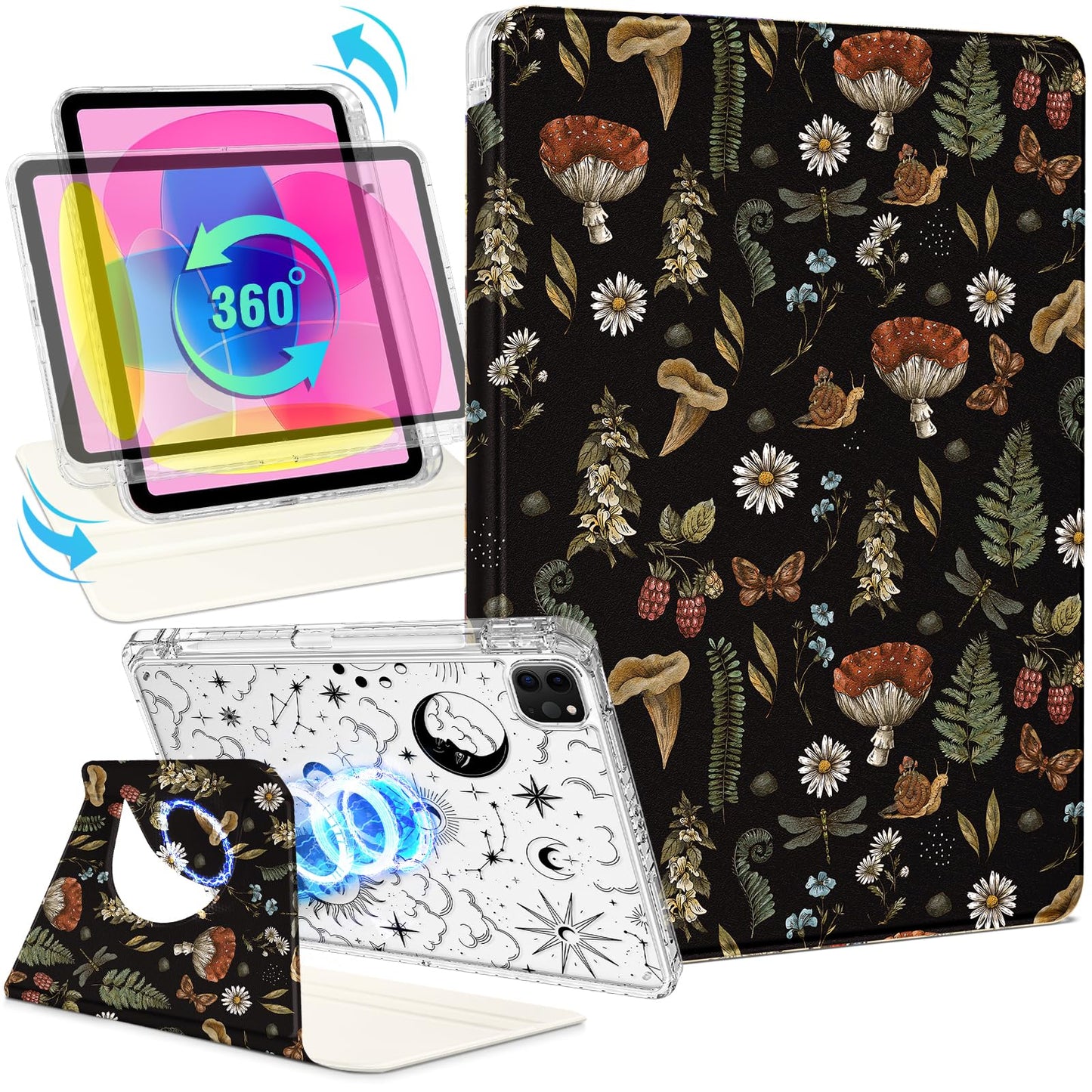Shorogyt for iPad Air 13 Inch M3 2025 & M2 2024 /for i Pad Pro 12.9 inch (3/4/5/6th Gen) for Magnetic Stand for Women - Cute Des