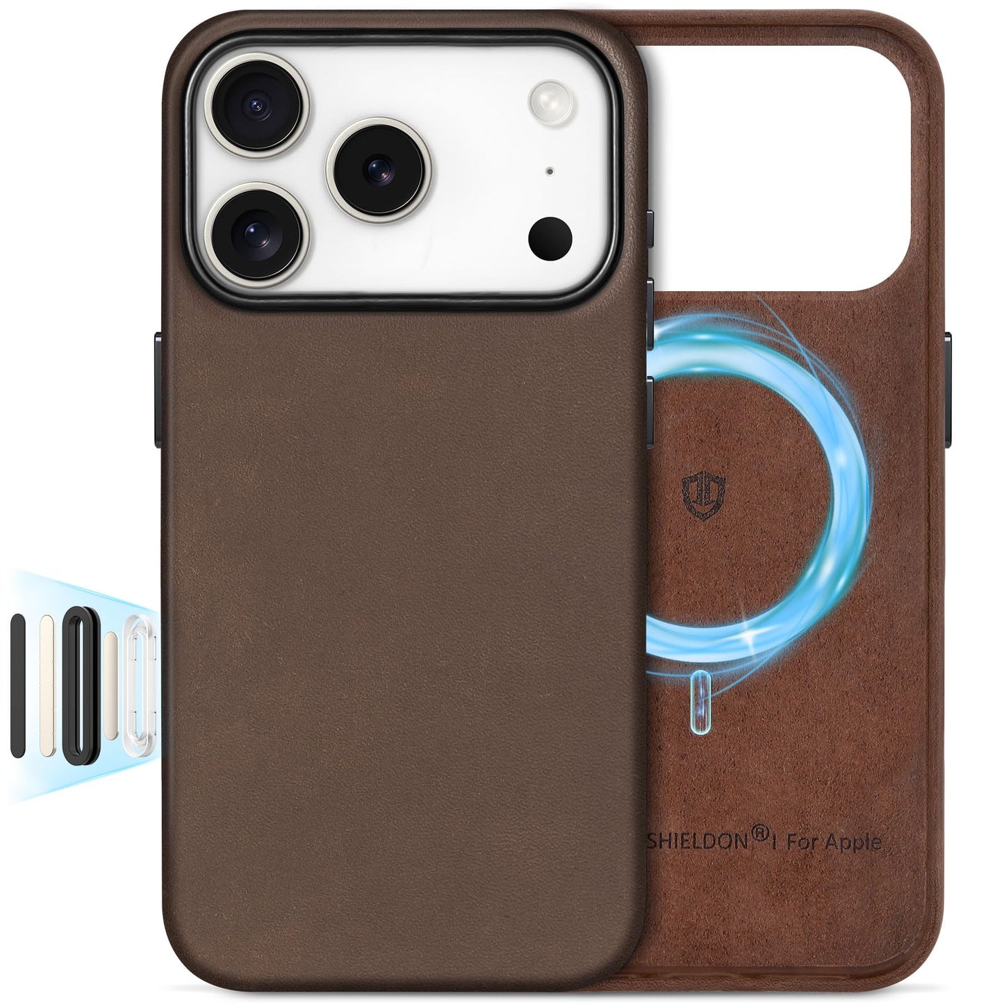 SHIELDON Top Grain Crazy Horse Leather Case for iPhone 17 Pro 6.3 2025, Compatible with Magsafe, Updated Camera Button, Slim Mag