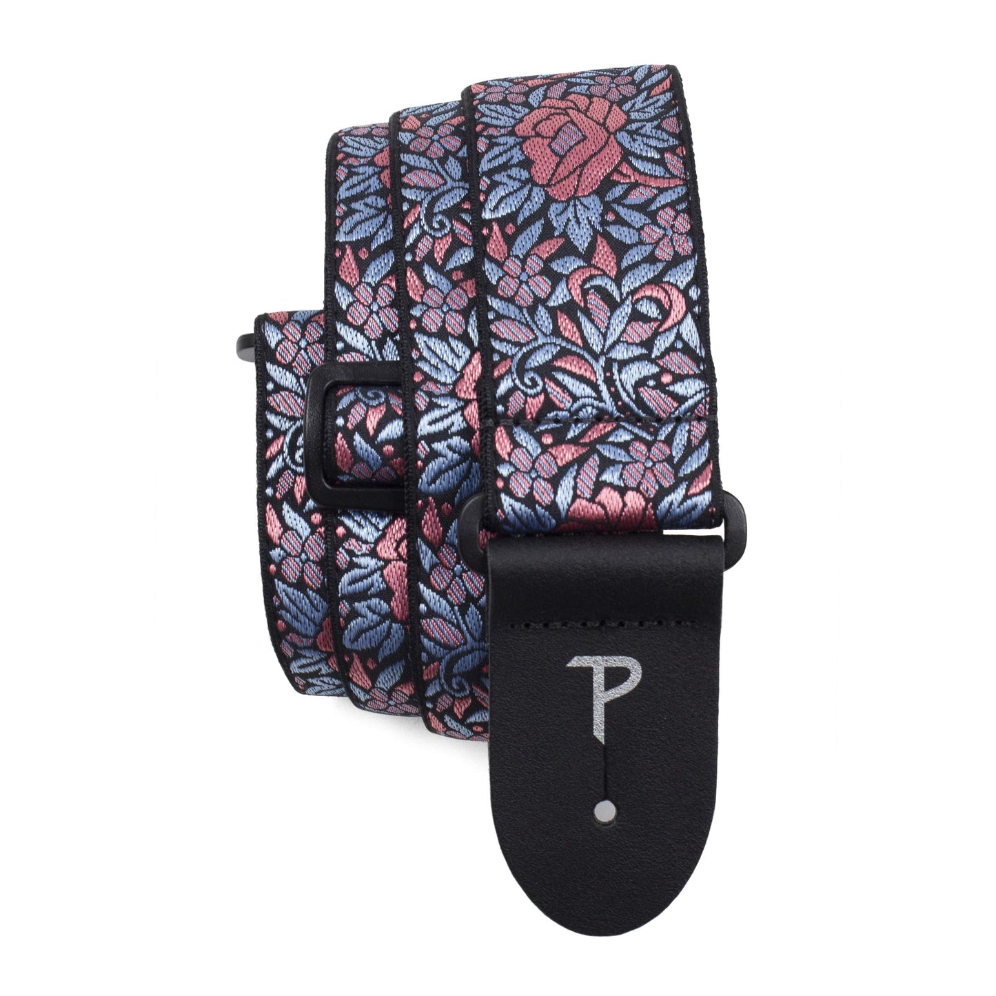 Perris Leathers Ltd. - Guitar Strap - Nylon - Jacquard - Pink Blue Floral - Adjustable - For Acoustic/Bass/Electric Guitars - Ma