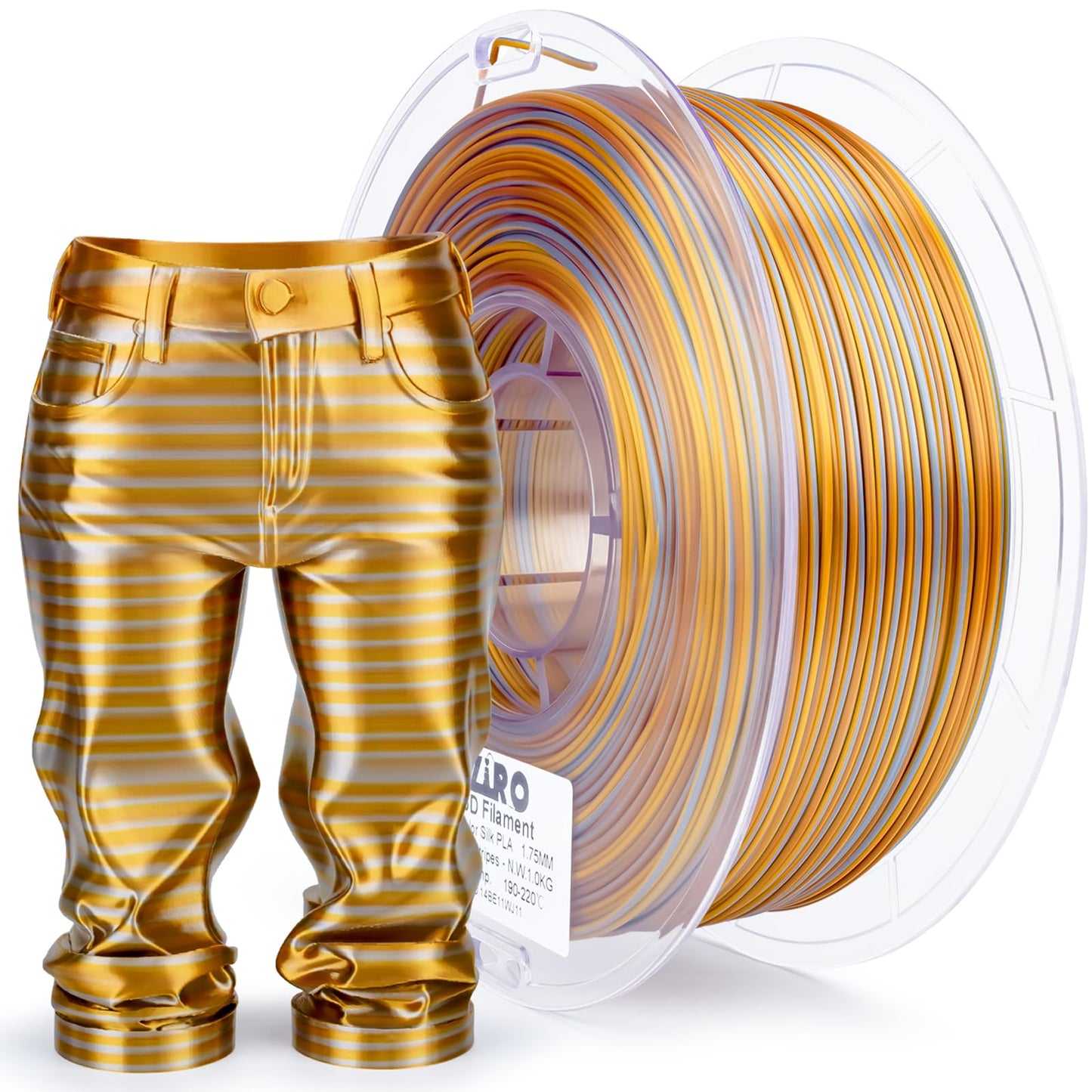 ZIRO Rapid Color Changing PLA, Shiny Twist Effect Multicolor Filament 1.75mm, Dyanmic Rainbow 3D Printer Material, Fast Color Ch