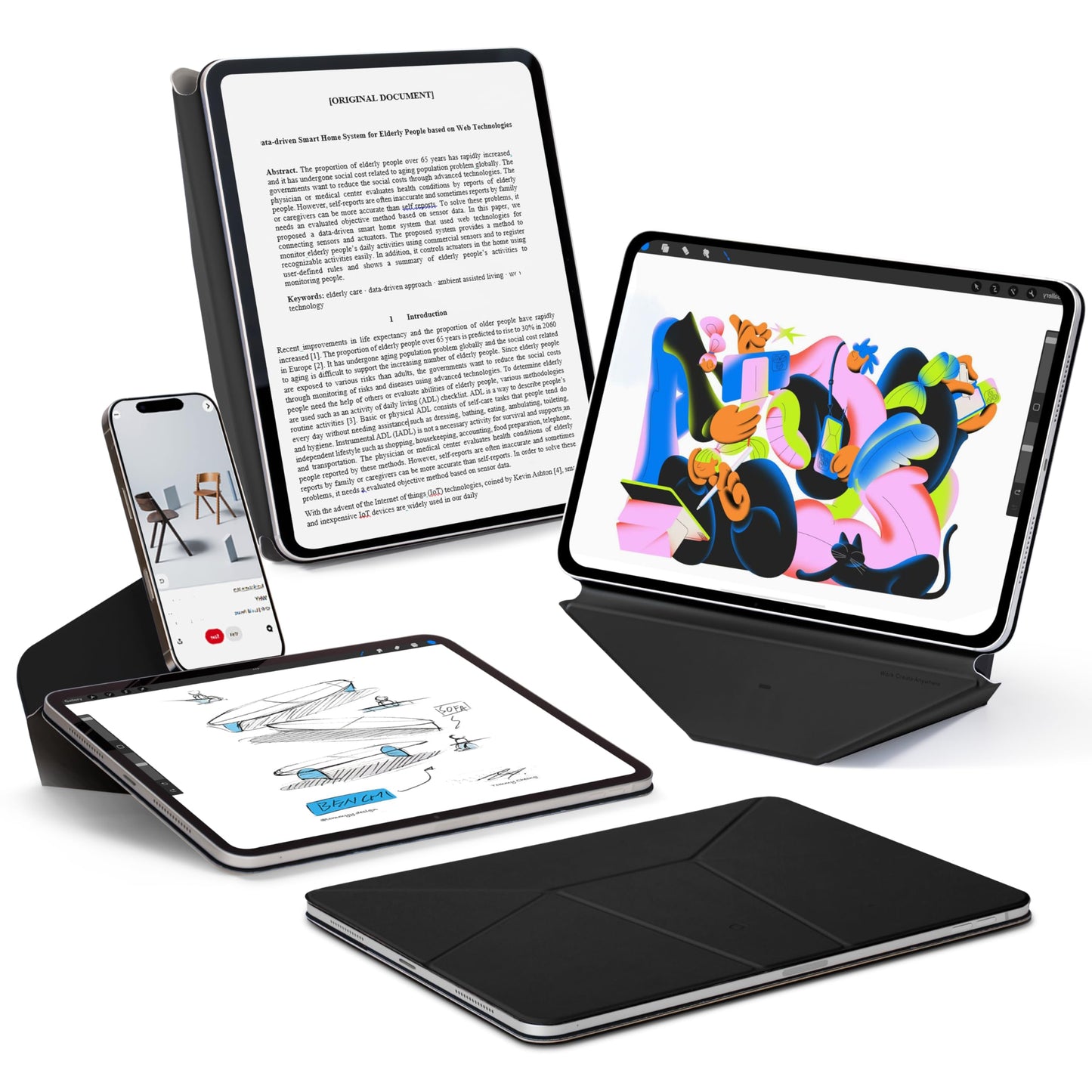 MOFT Dynamic Folio Case for iPad A16 11th Generation 2025 & iPad 10th Generation A14 2022, Slim Magnetic Stand Case with 20+ Vie
