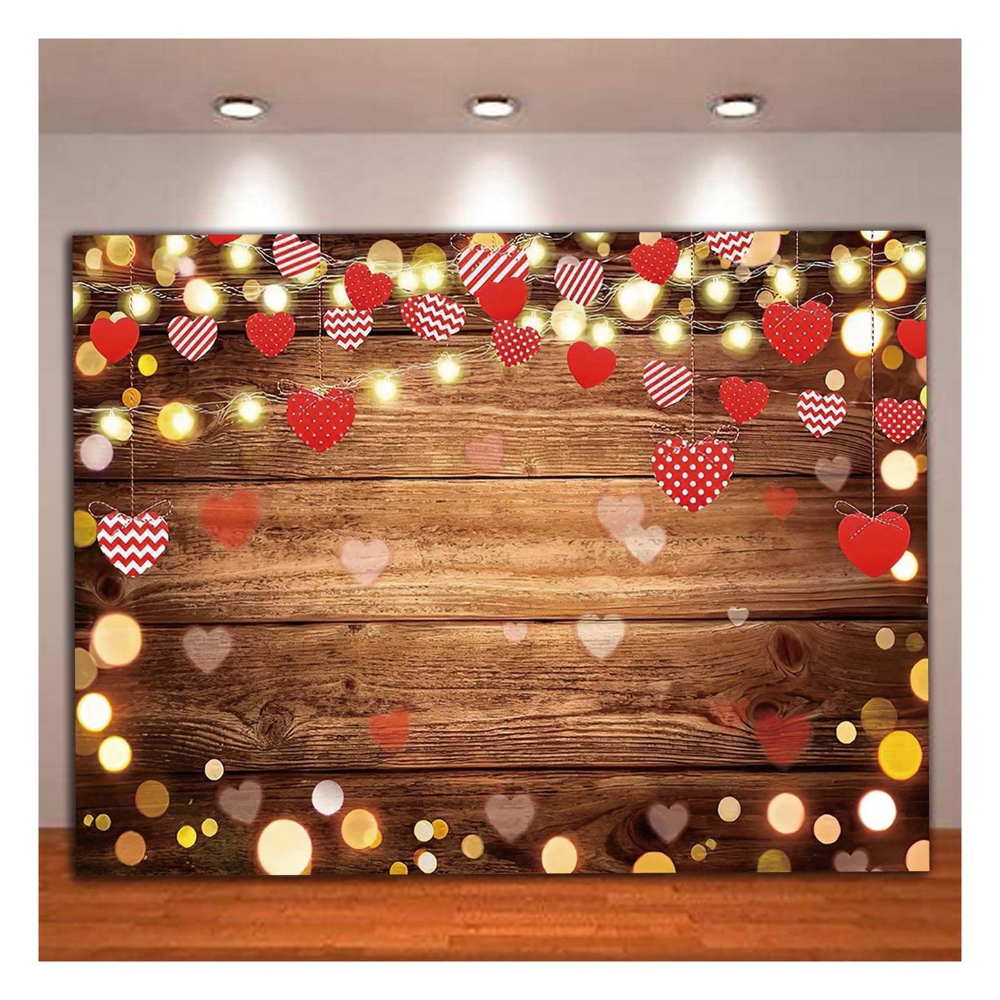 Valentines Day Photography Backdrop Love Heart Sweet Lover Brown Wooden Wall Photo Background for Mothers Day Baby Shower Birth