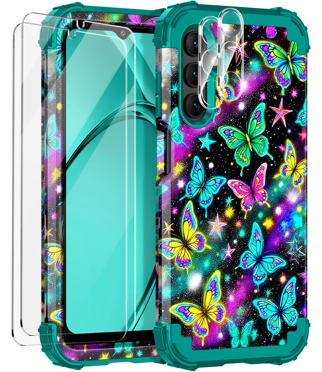 Rancase for Galaxy A15 5G Case,Three Layer Heavy Duty Shockproof Protective Case with 2 Tempered Glass Screen Protector for Sams