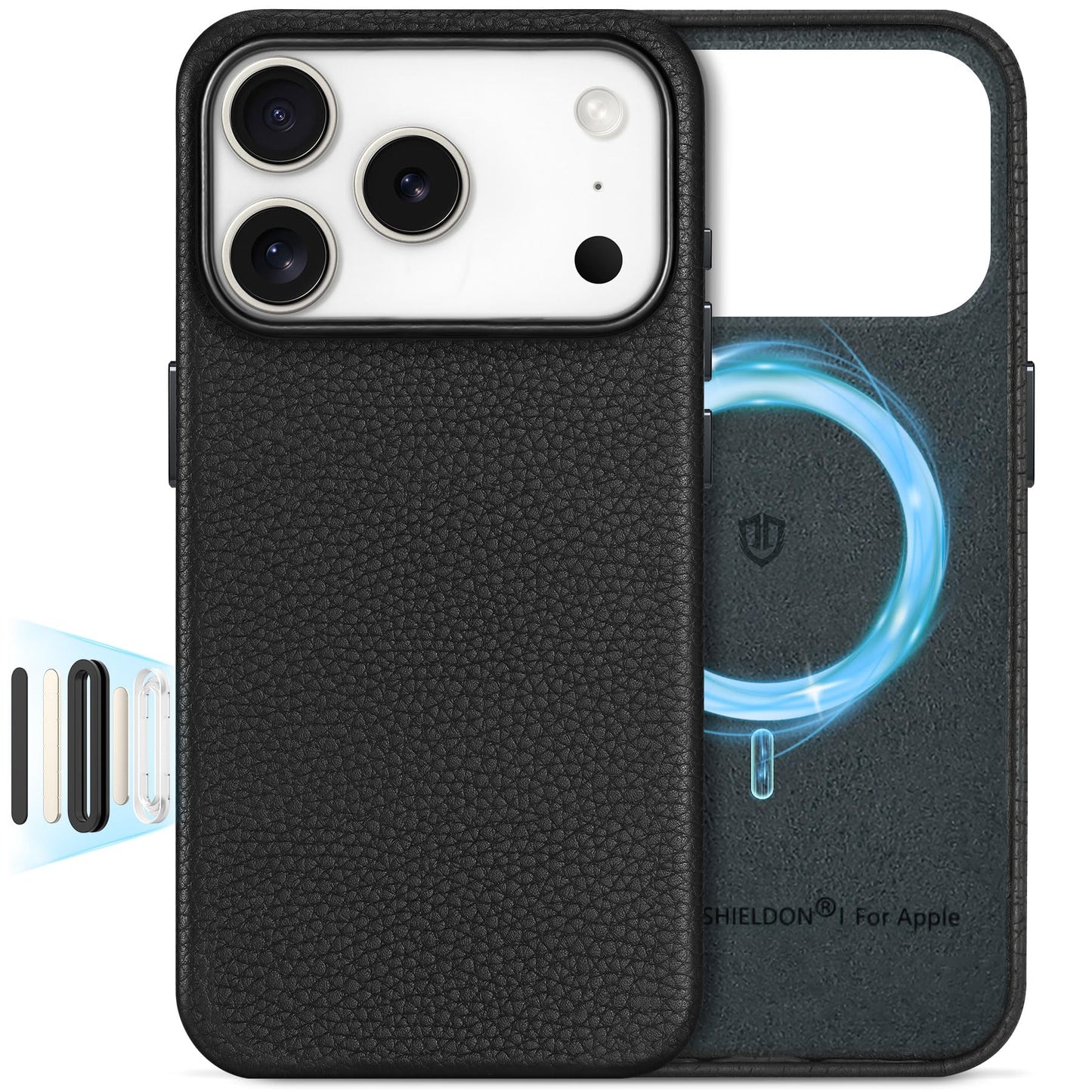 SHIELDON Case for iPhone 17 Pro 6.3 Inch 2025 | Genuine Leather, Updated Camera Button, Compatible with Magsafe, Magnetic Wirele