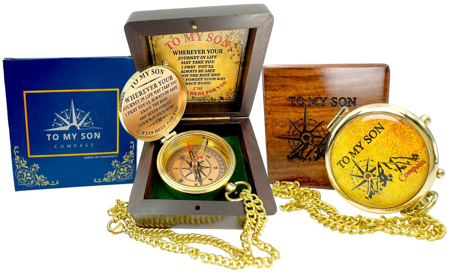 to My Son - Never Forget That I Love You, Brass Compass, Gift for Son from Mom and Dad, Graduation, Baptism, Confirmation, Commu