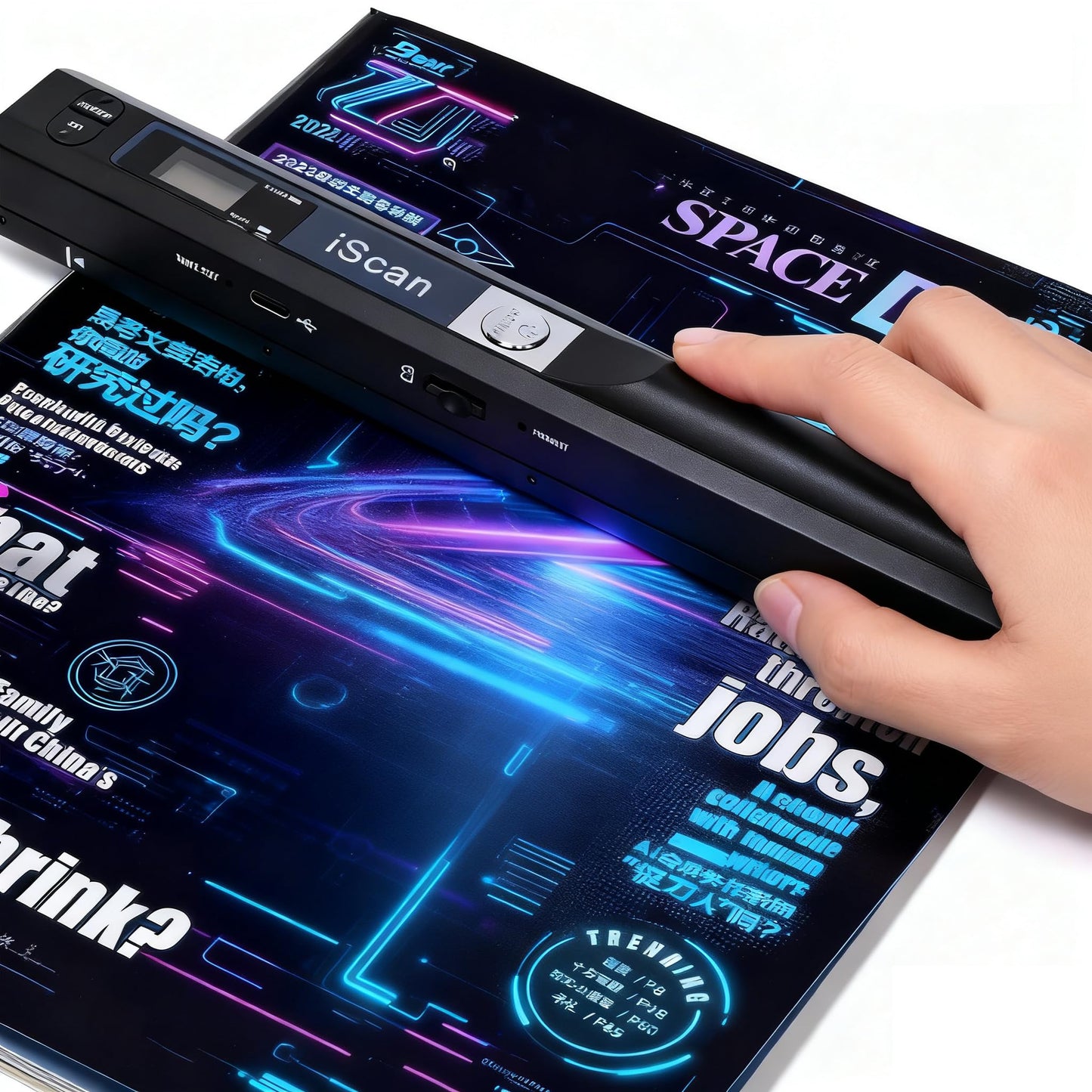 A4 Document Scanner, Portable Card Photo Scanner with 16GB Memory Card, Mini Handheld Receipt Scanners, USB Connection for Compu