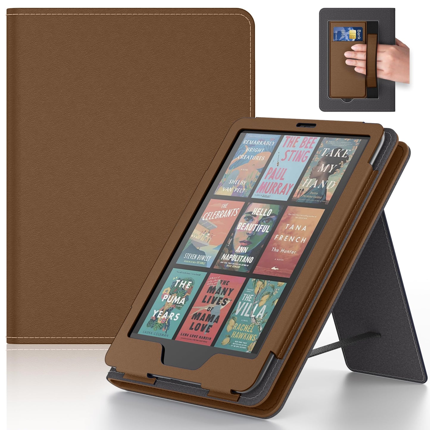 Lainergie Case with Hand Strap and Stand,Incompatible with Old Version, Durable Synthetic Leather Cover with Auto Sleep Wake,Bro
