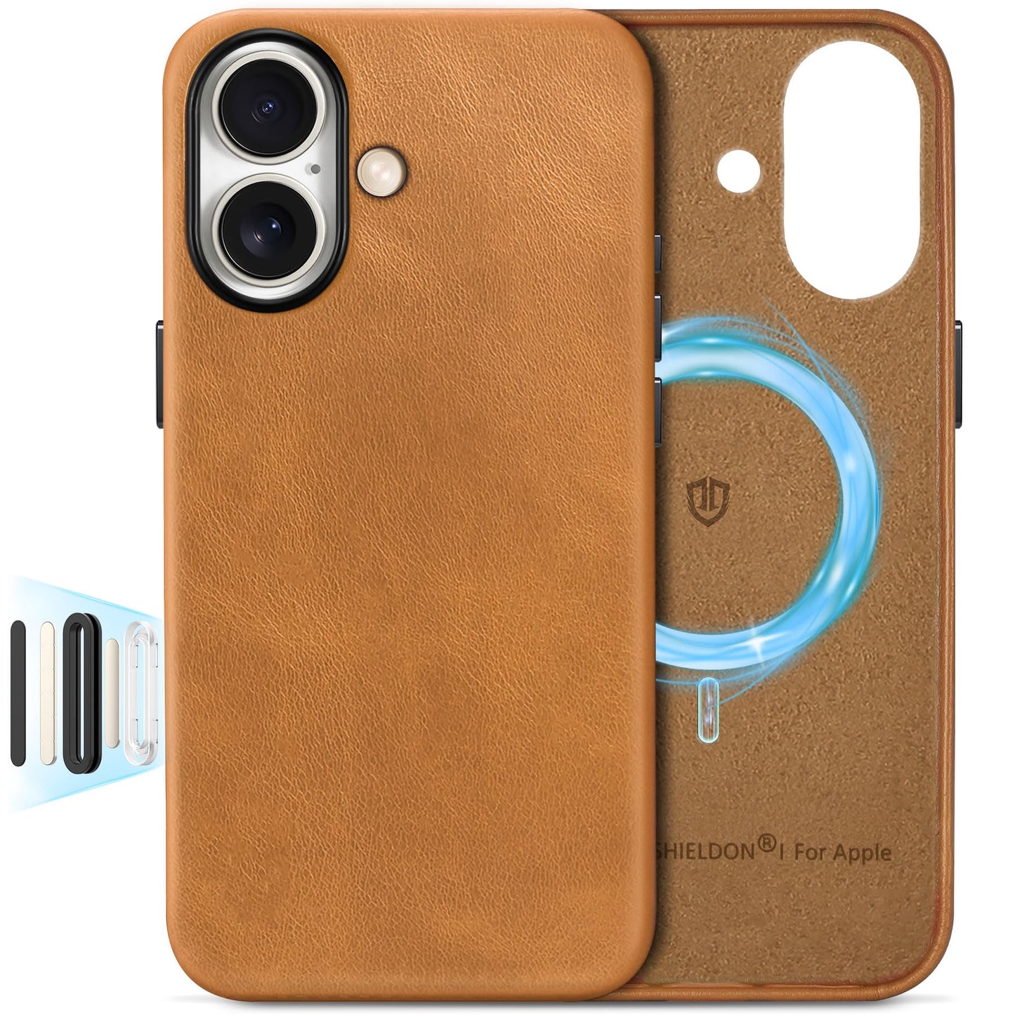 SHIELDON Genuine Leather Case for iPhone 17 6.3 2025 | Compatible with Magsafe, Camera Button Updated, Magnetic Wireless Chargi