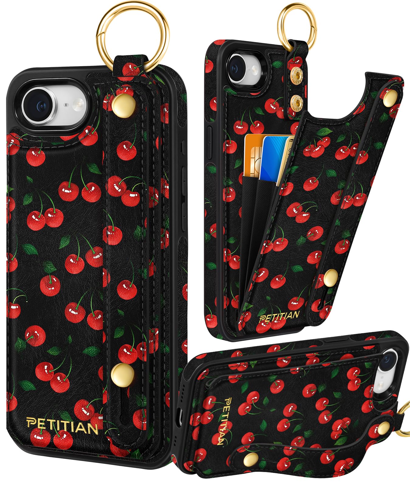 Petitian for iPhone 16e Wallet Case - Women Girls Cute Girly Aesthetic Unique Design Leather Credit Card Holder Cardholder Stand