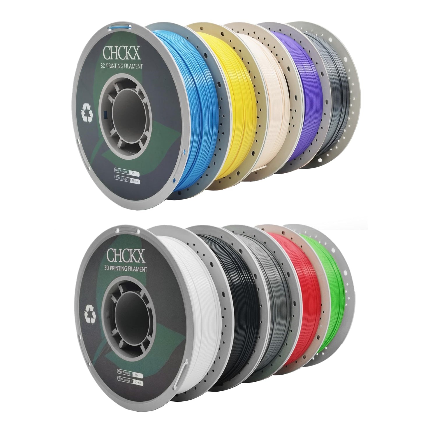 CHCKX PETG 3D Printer Filament Bundle, 10Rolls,Dimensional Accuracy +/- 0.03 mm, 1kg Spool(2.2lbs), 1.75 mm Fit for Most 3D Prin