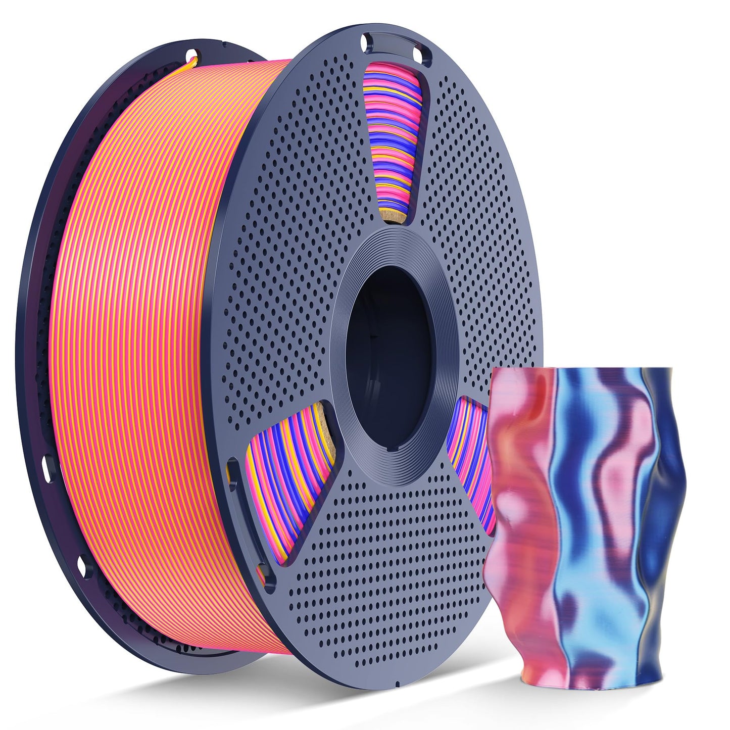 SUNLU Silk Triple Color PLA Filament, Silk PLA 3D Printer Filament 1.75mm, Neatly Wound Shiny Silk 3D Printer Filament 1.75mm 0.